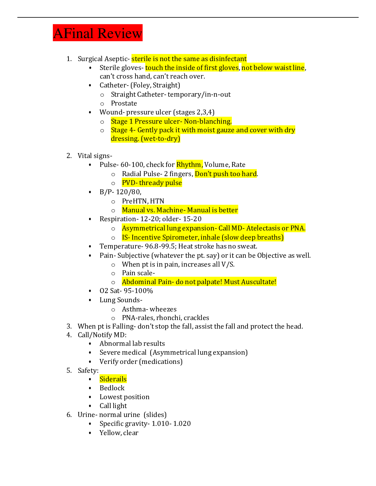 Preview image for NURSING 150/150 AFinal Review.