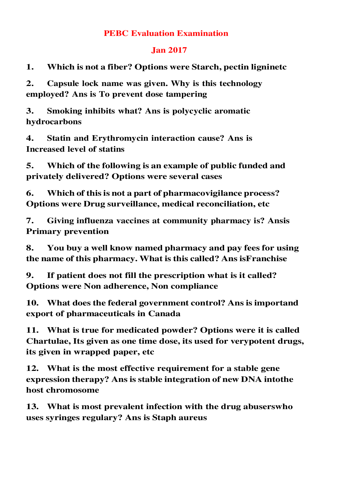 Preview image of PEBC Evaluation Examination Complete Solutions document