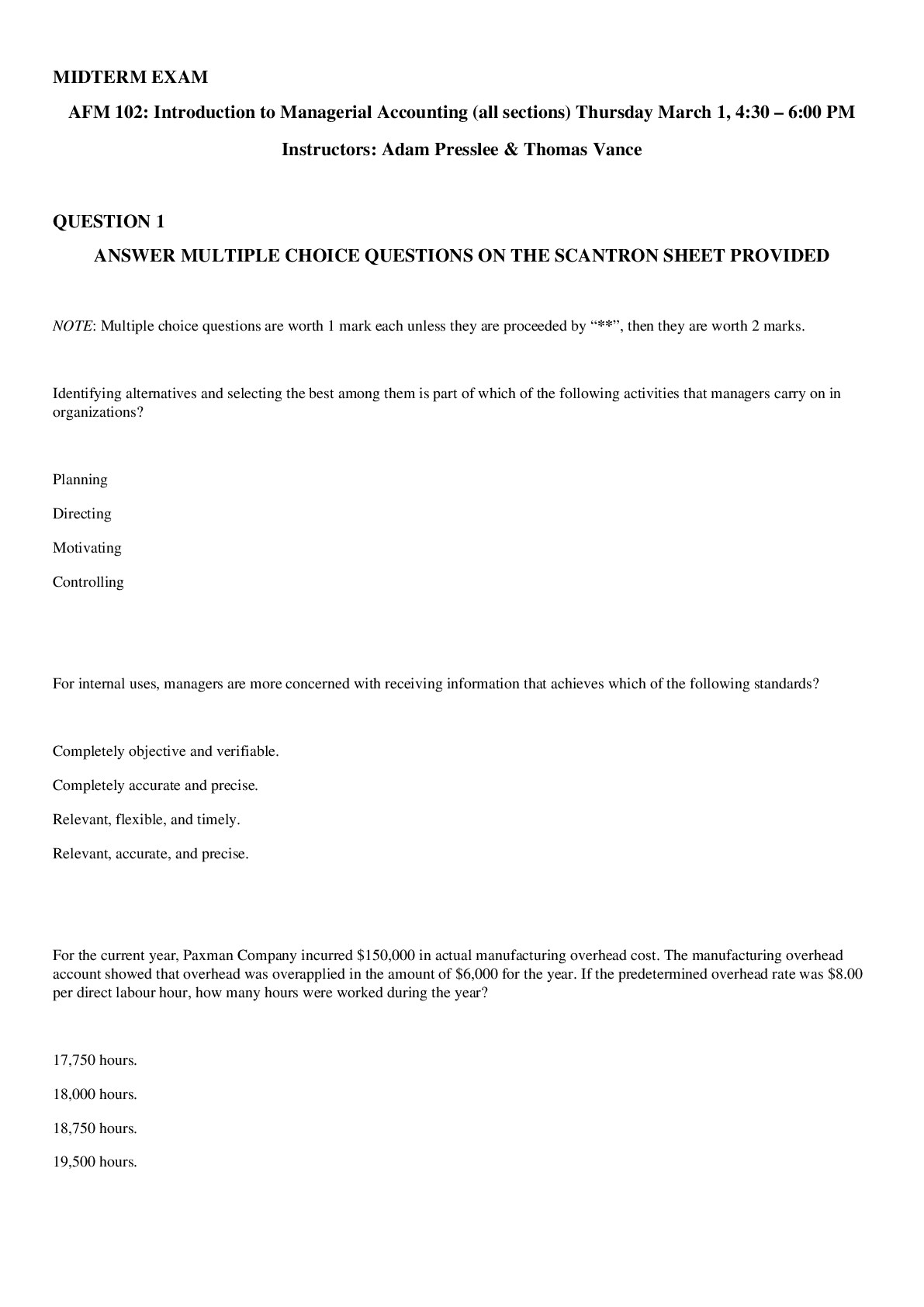 Preview image of BUSINESS 201 MIDTERM EXAM,100% CORRECT document