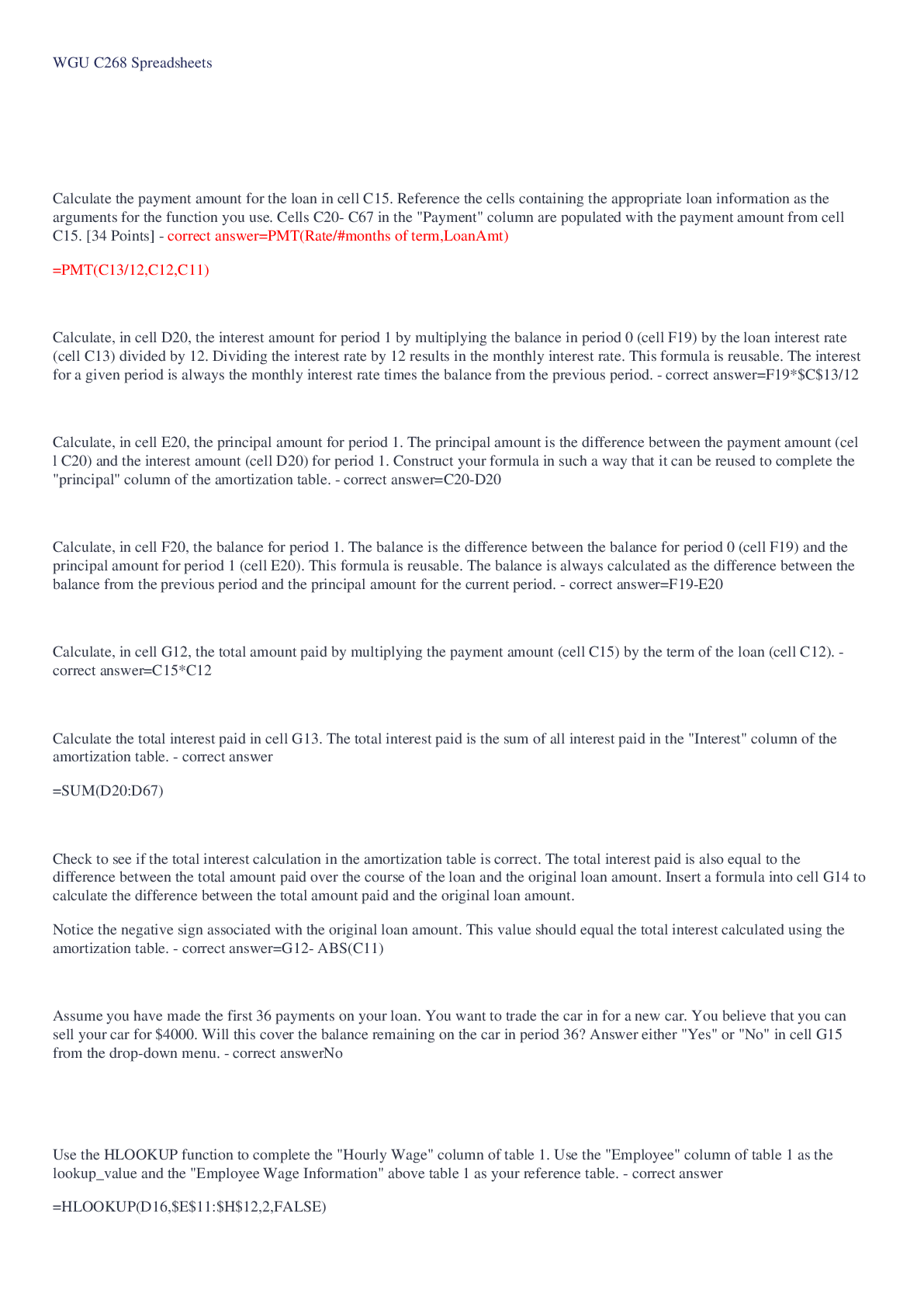 Preview image for WGU C268 Spreadsheets(PA-Questions & Answers)2023