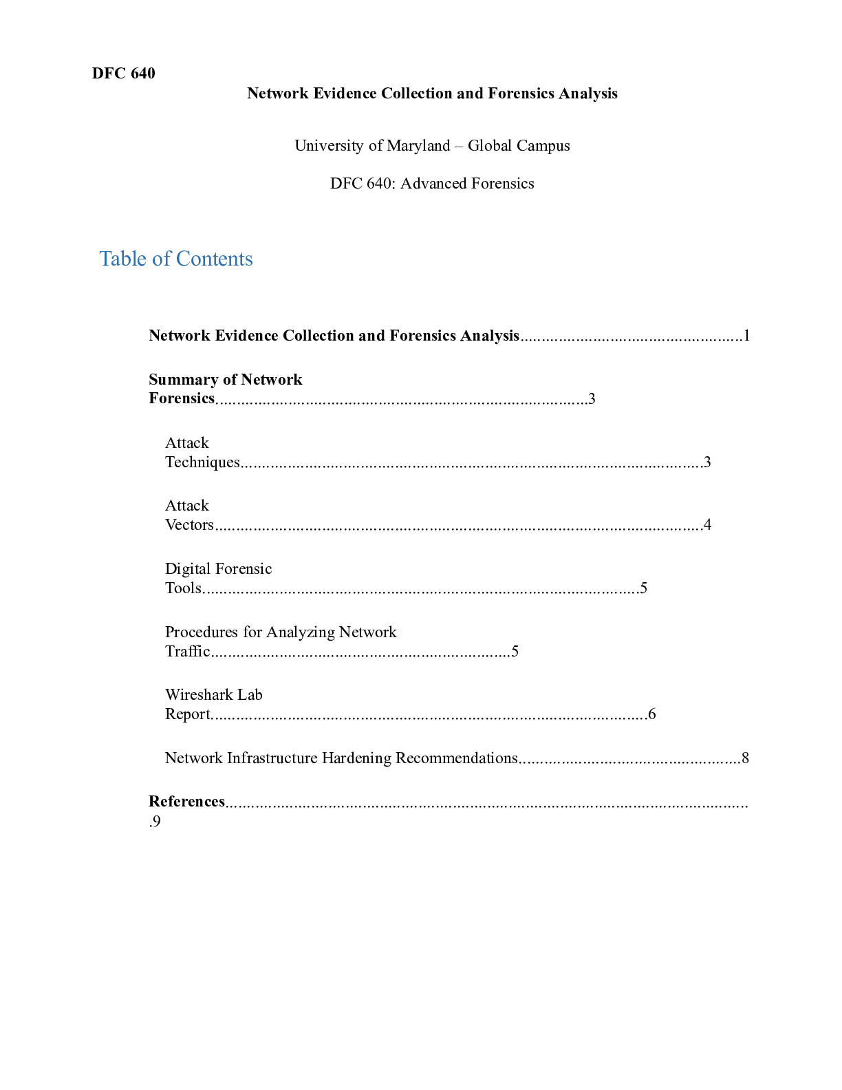 Network Evidence Collection and Forensics Analysis.docx DFC 640 Netw ...