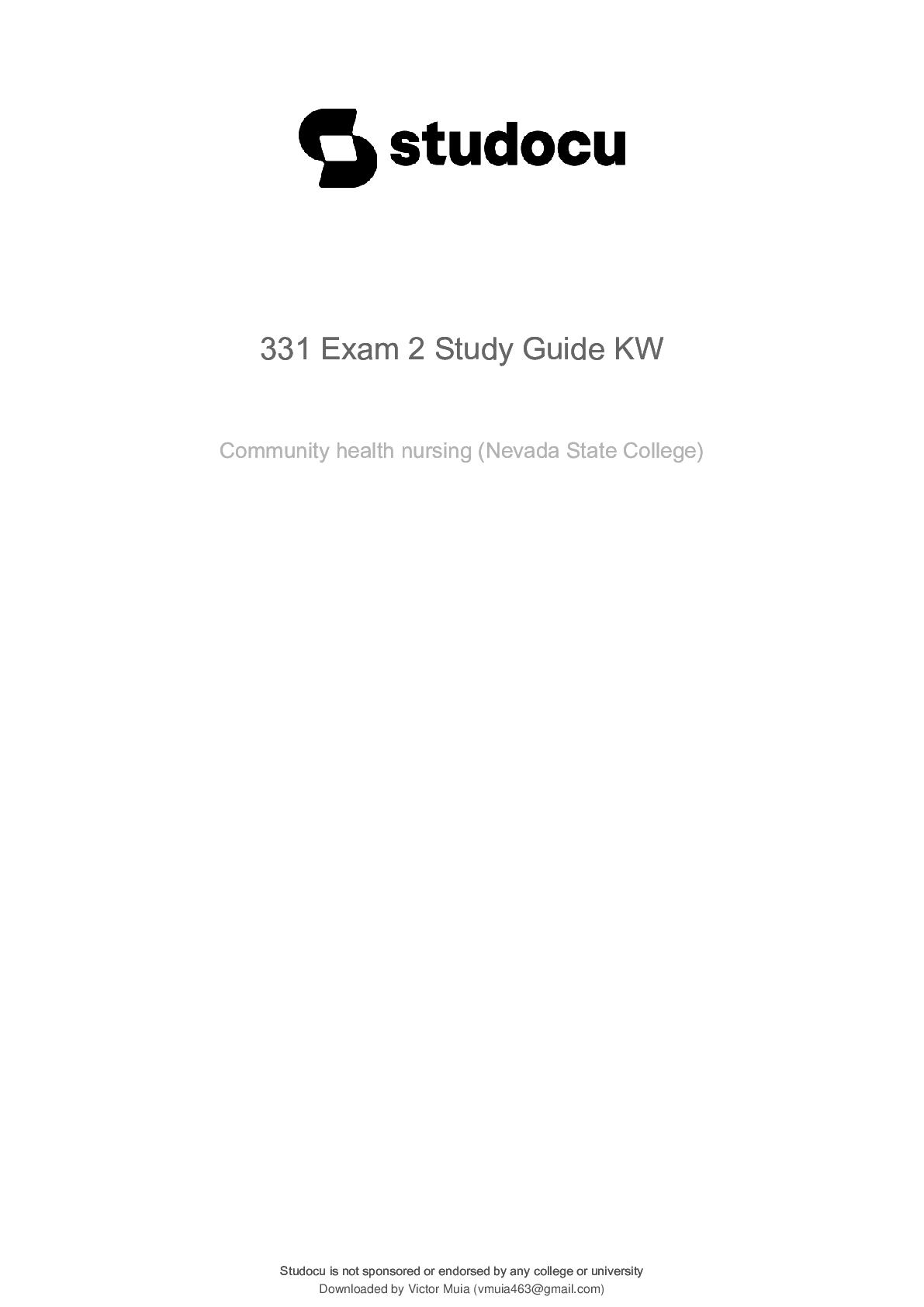 Preview image of NSG 331 Exam 2 Study Guide document