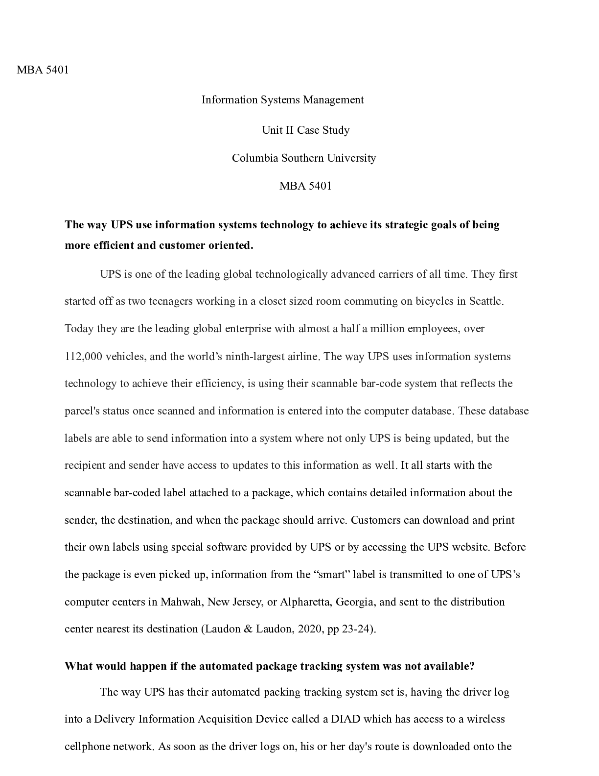 Unit II Case Study 1docx.docx MBA 5401 Information Systems Management ...