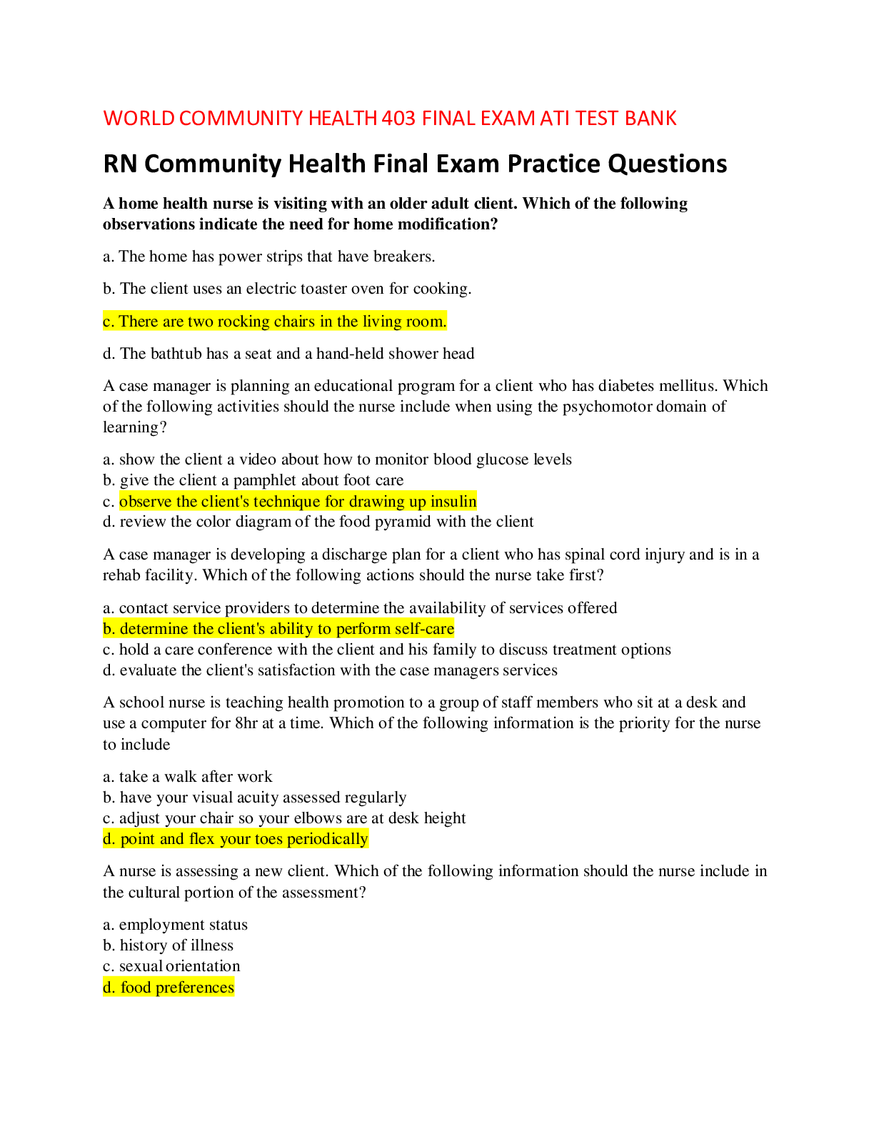 Preview image for 403_Community_PROCTOR_ATI_Testbank