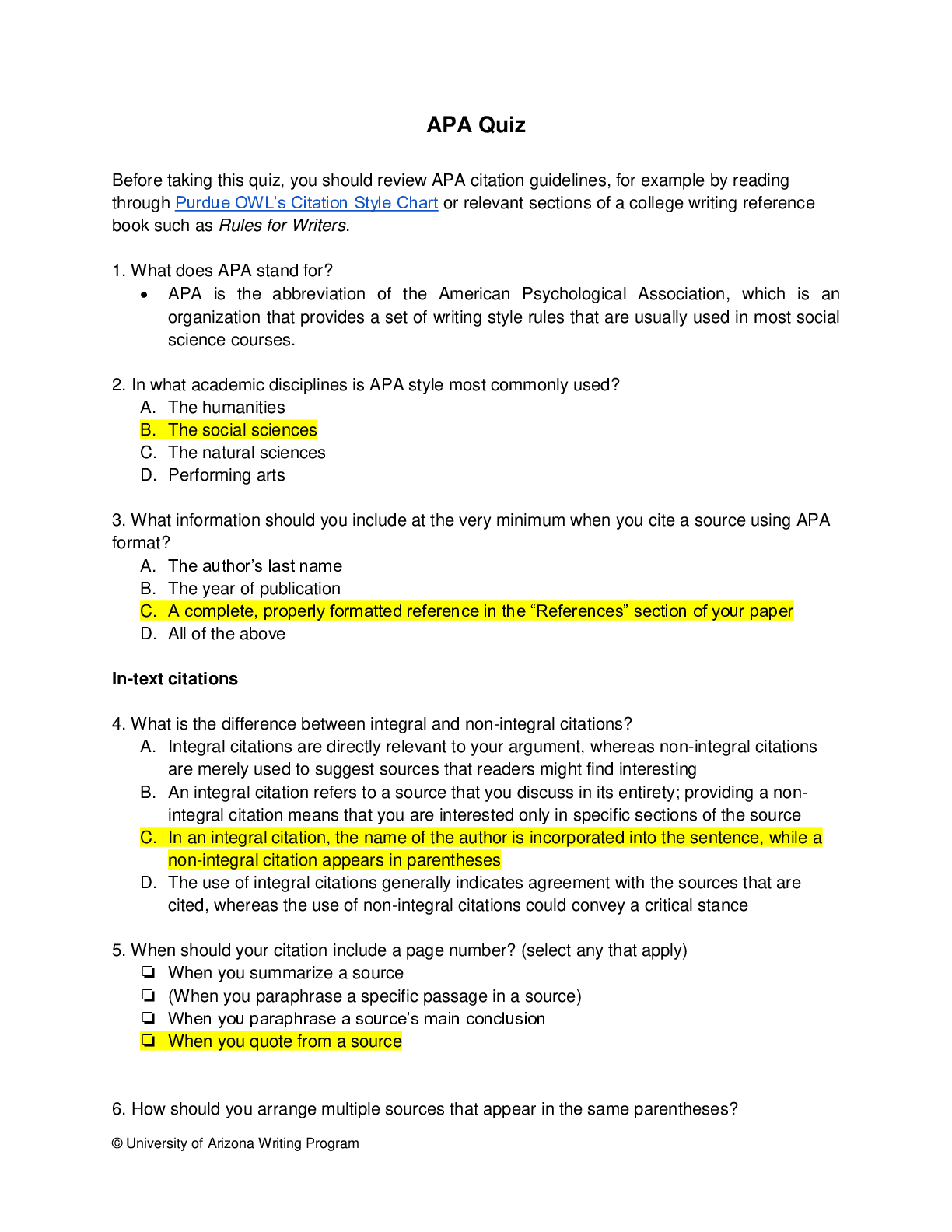 Preview image of APA Quiz Q&A document