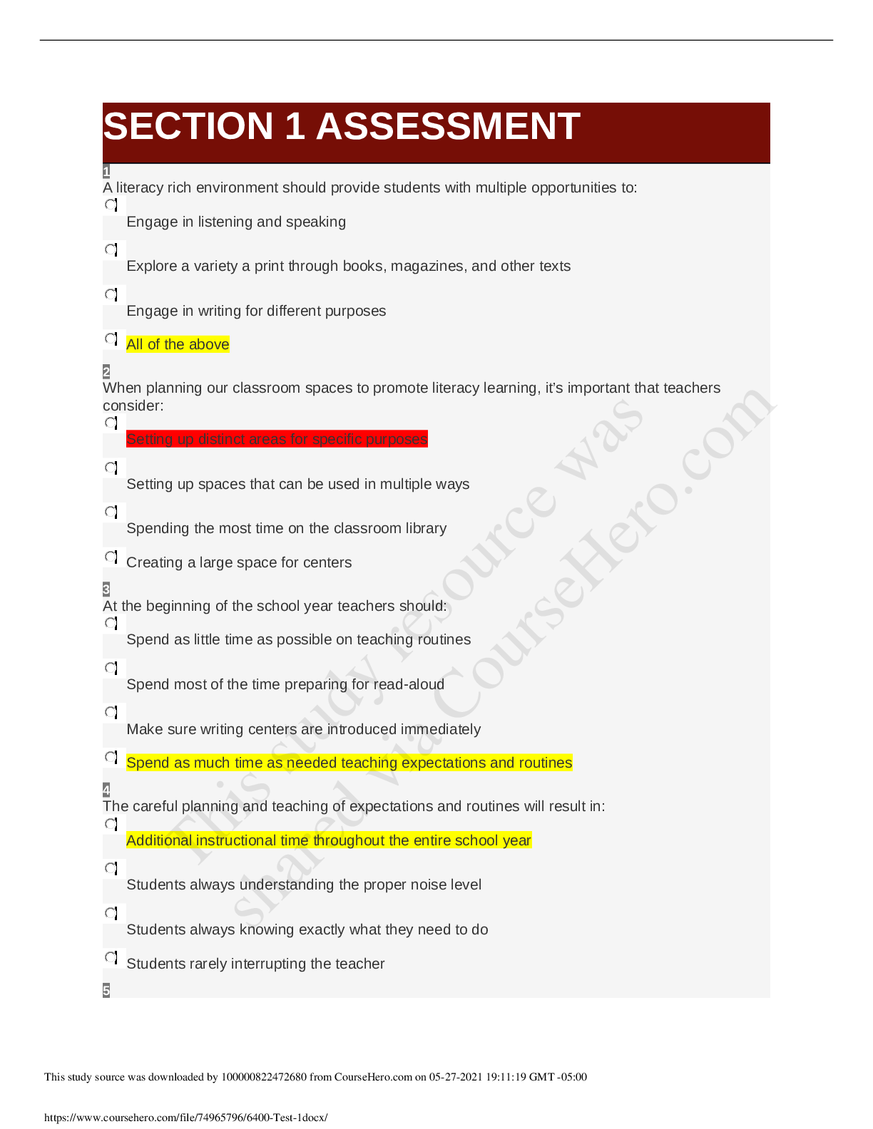 Preview of El Centro College PSYC 2314 6400 Test 1-REVIEWED AND APPROVED BY EXPERTS