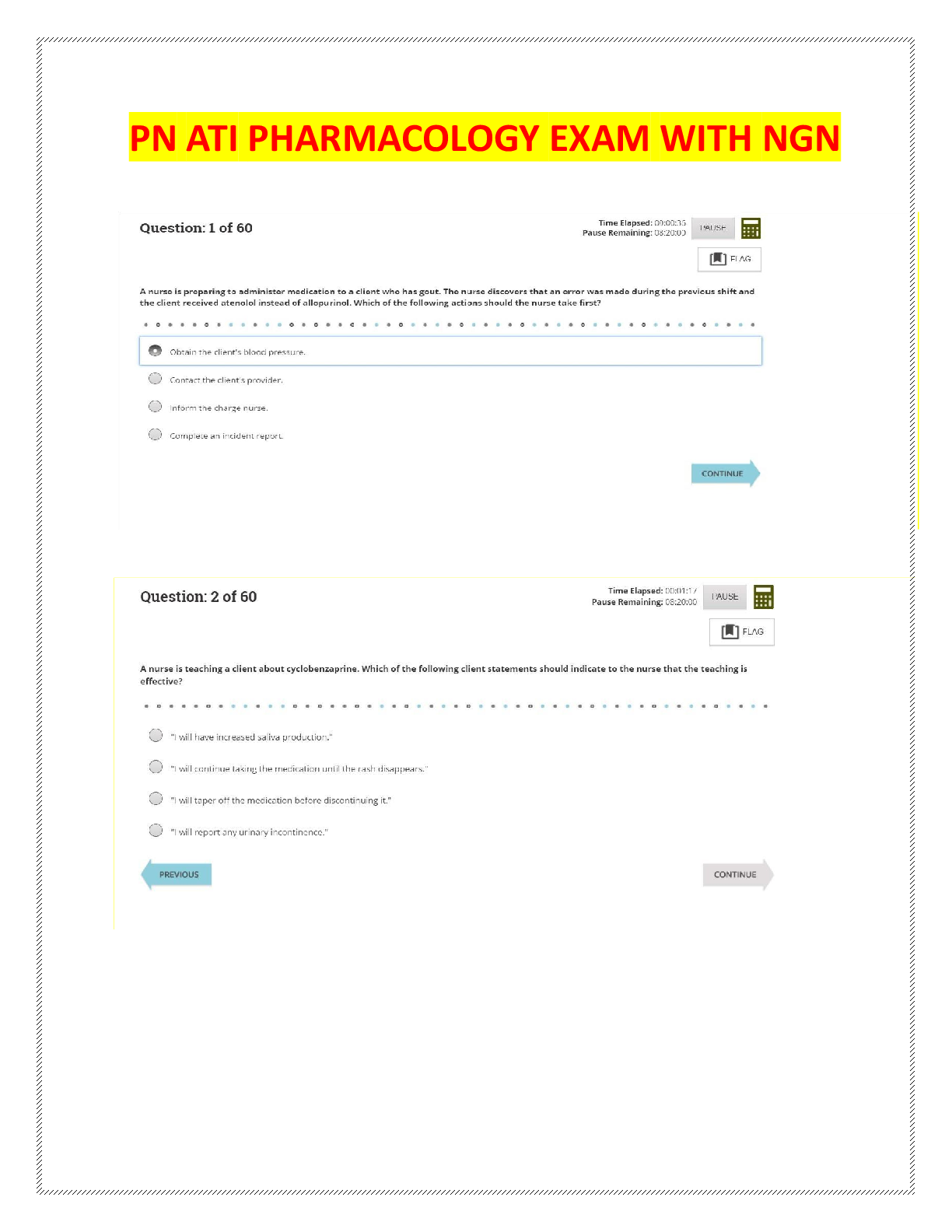 Preview image for ATI PN PHARMACOLOGY PROCTORED EXAM 2023-2025 WITH NGN: 60 Realistic Questions & 100% Verified Answers (Latest, 2025) | Latest ATI PN Pharmacology 2025 Test Bank