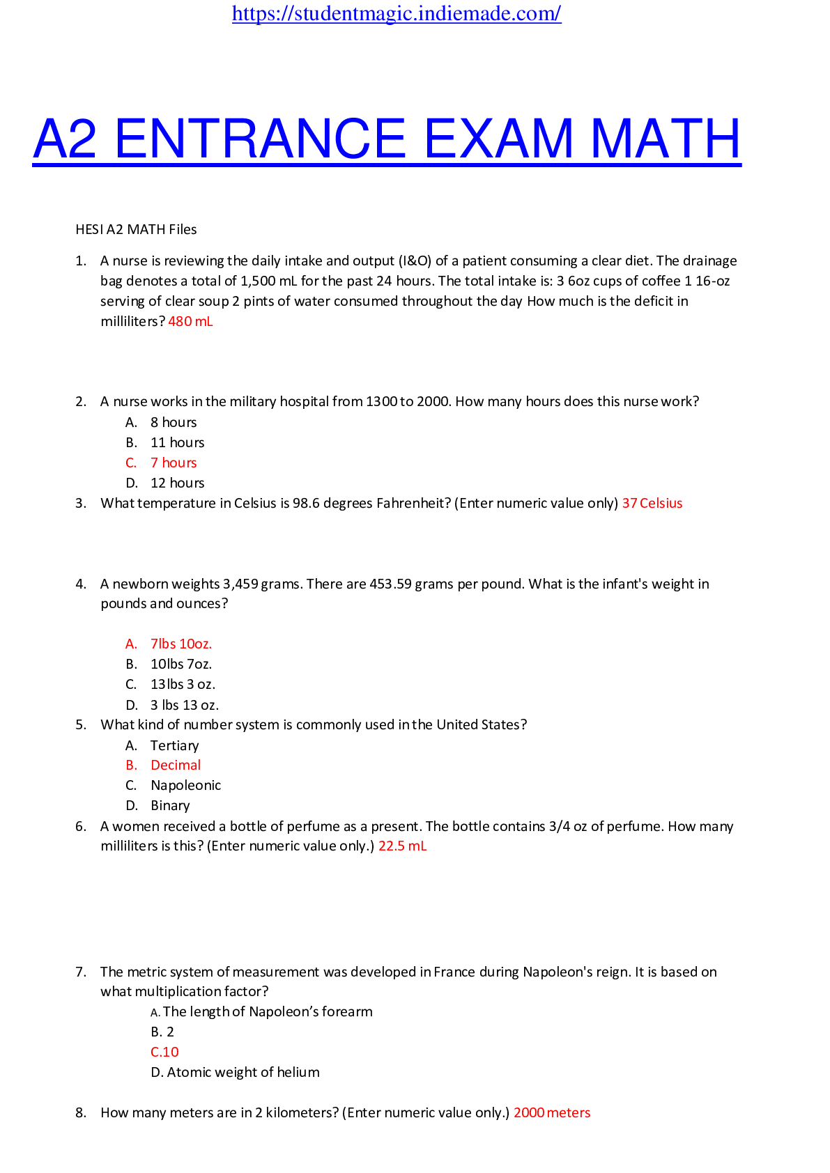 A2 Math Worksheet A2 EXAM MATH ENTRANCE β Scholarfriends - Scholarfriends