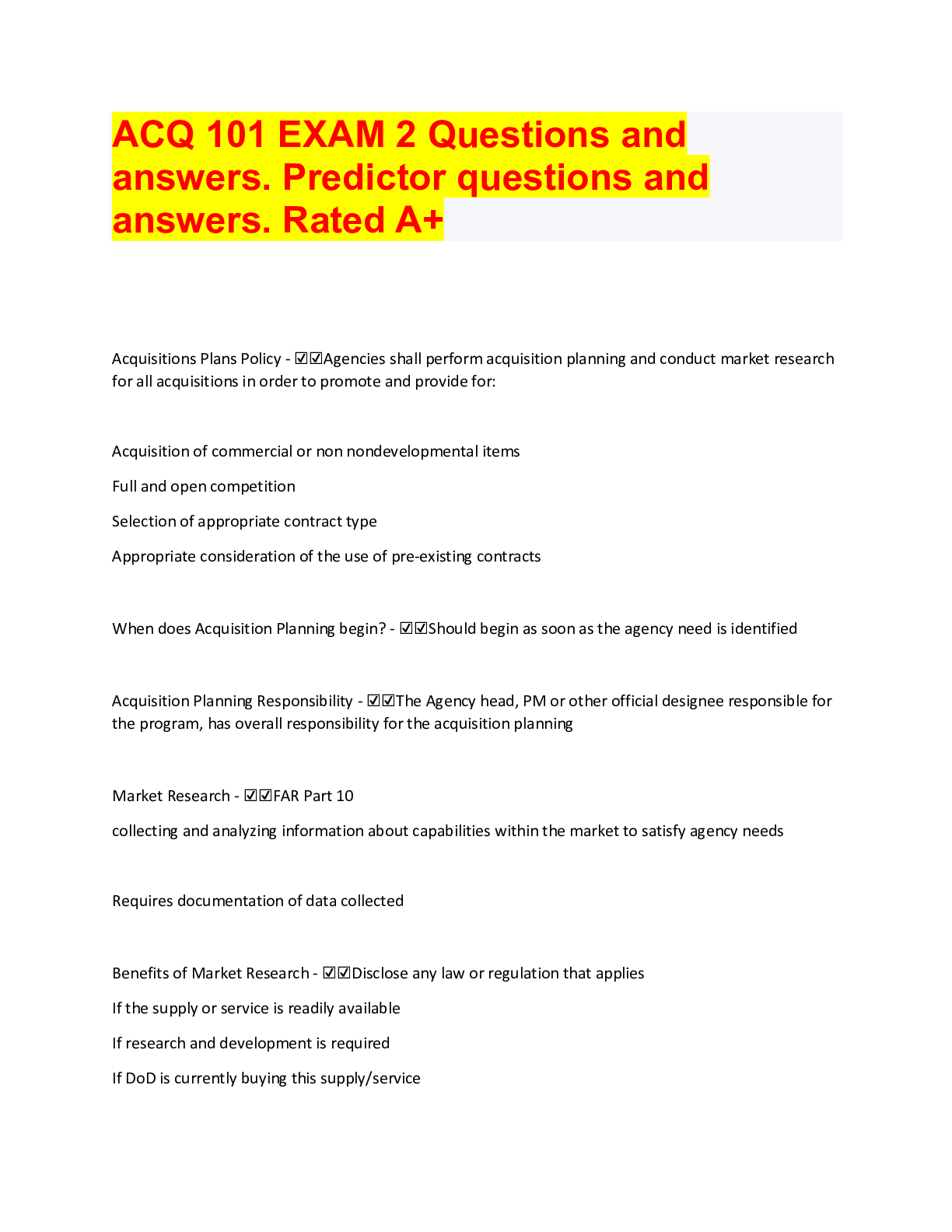 ACQ 1010 Module 1. Questions with Answers. Latest Update. Graded A+ ...
