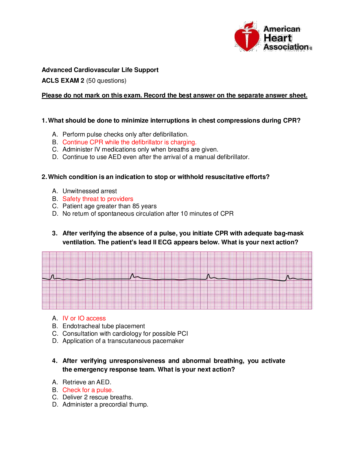 Advanced Cardiovascular Life Support ACLS EXAM 2 | ScholarFriends