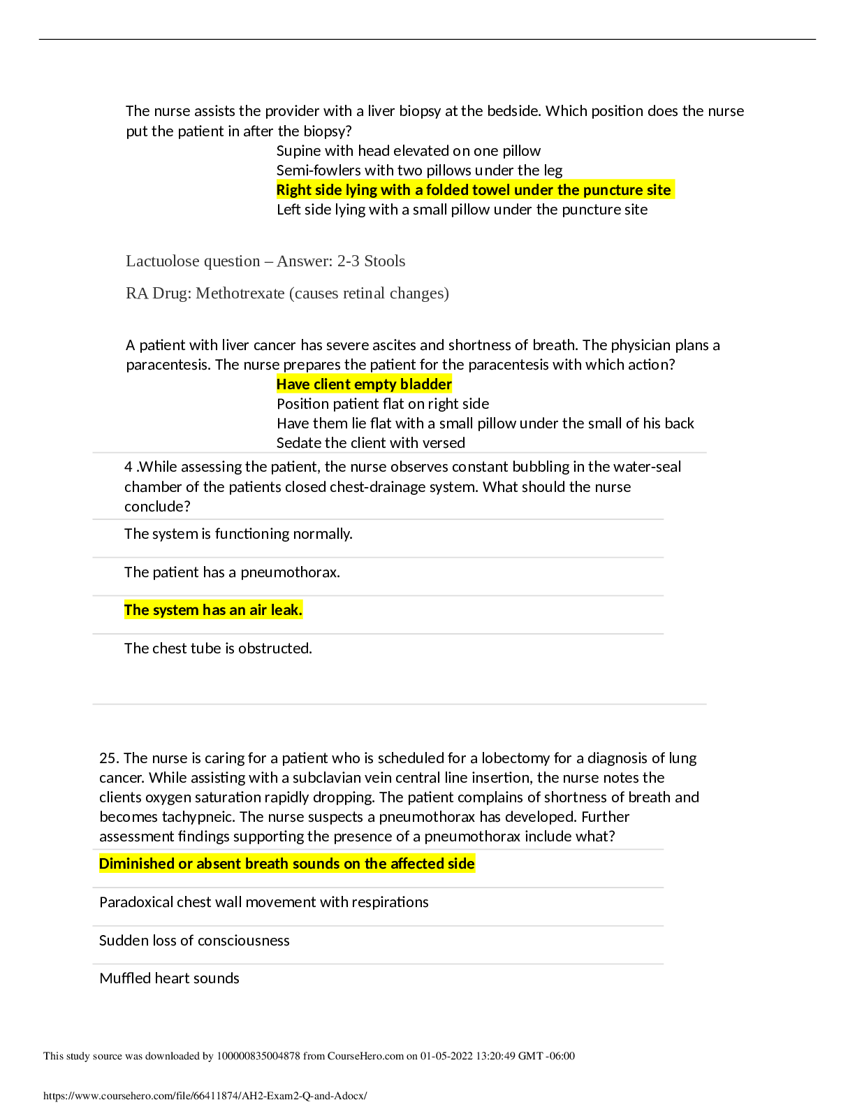 Preview image for AH2 Exam 2 Q and A