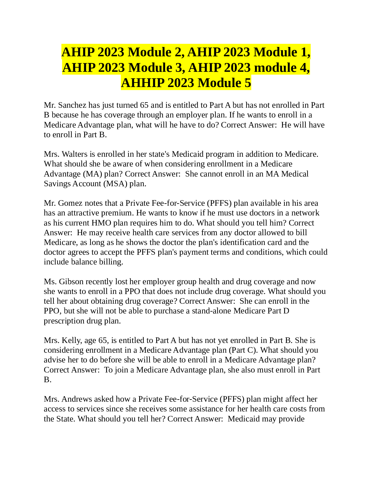 Preview image for AHIP Module 2 Final Review