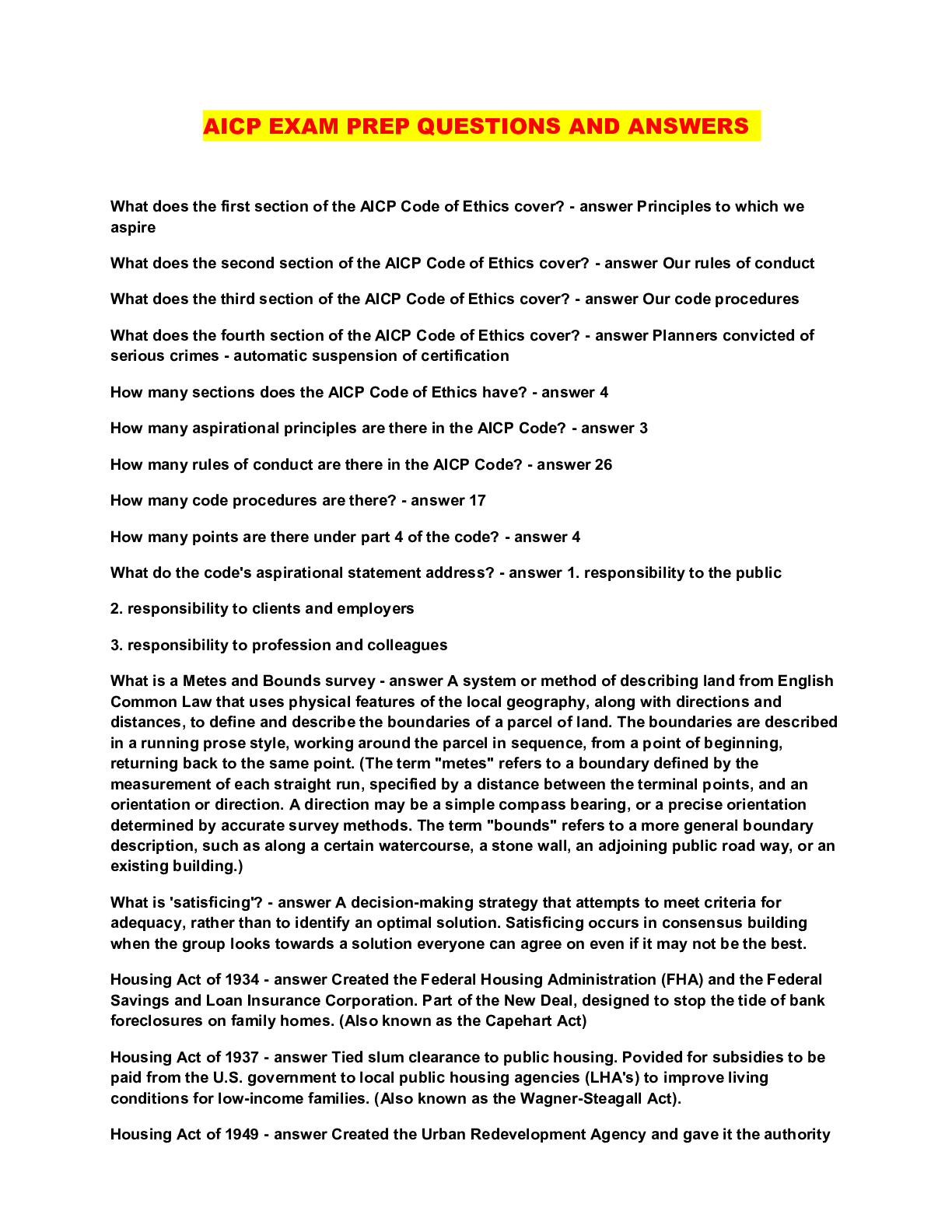 AICP EXAM PREP QUESTIONS AND ANSWERS – Scholarfriends - Scholarfriends