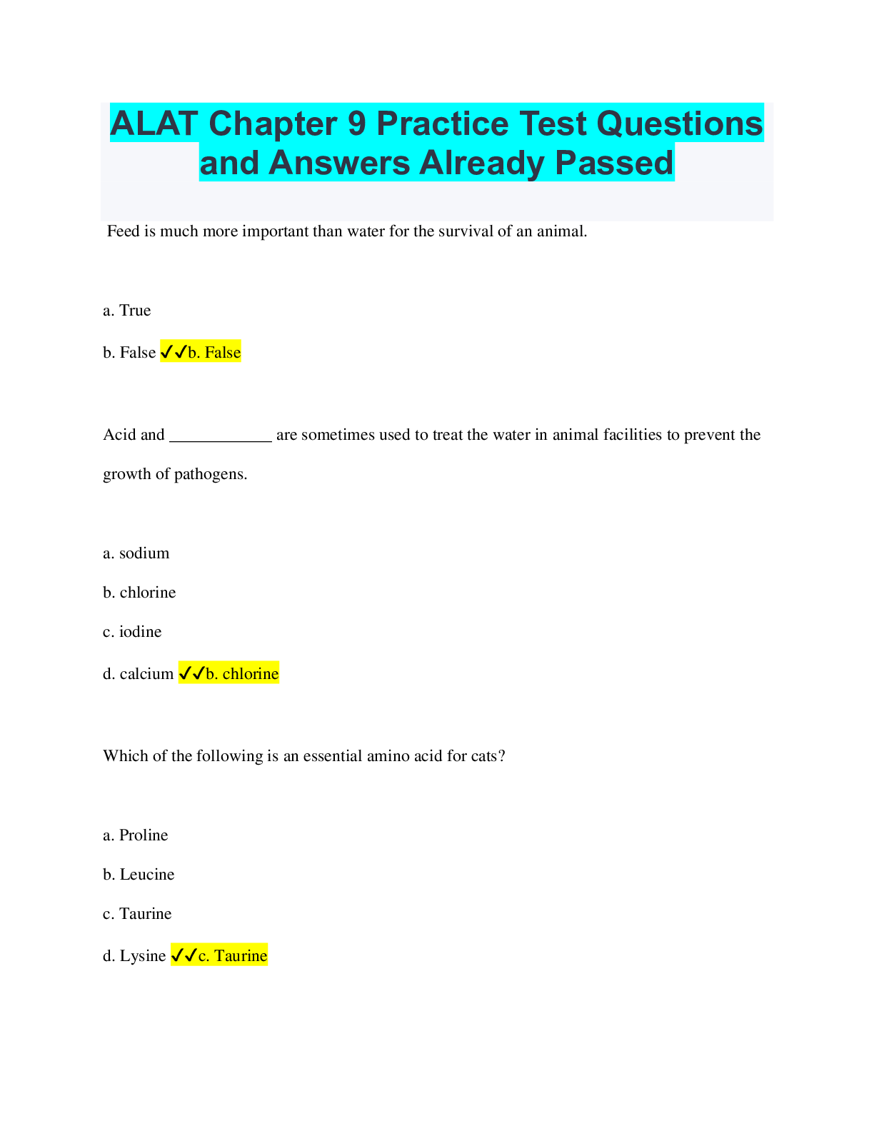 ALAT Chapter 9 Practice Test Questions and Answers Already Passed ...