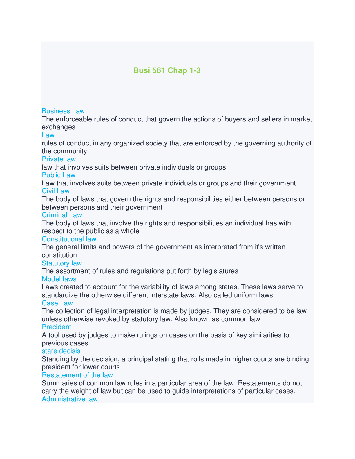 Busi 561 Chap 1-3 questions and answers 100% complete solution 2024/2025