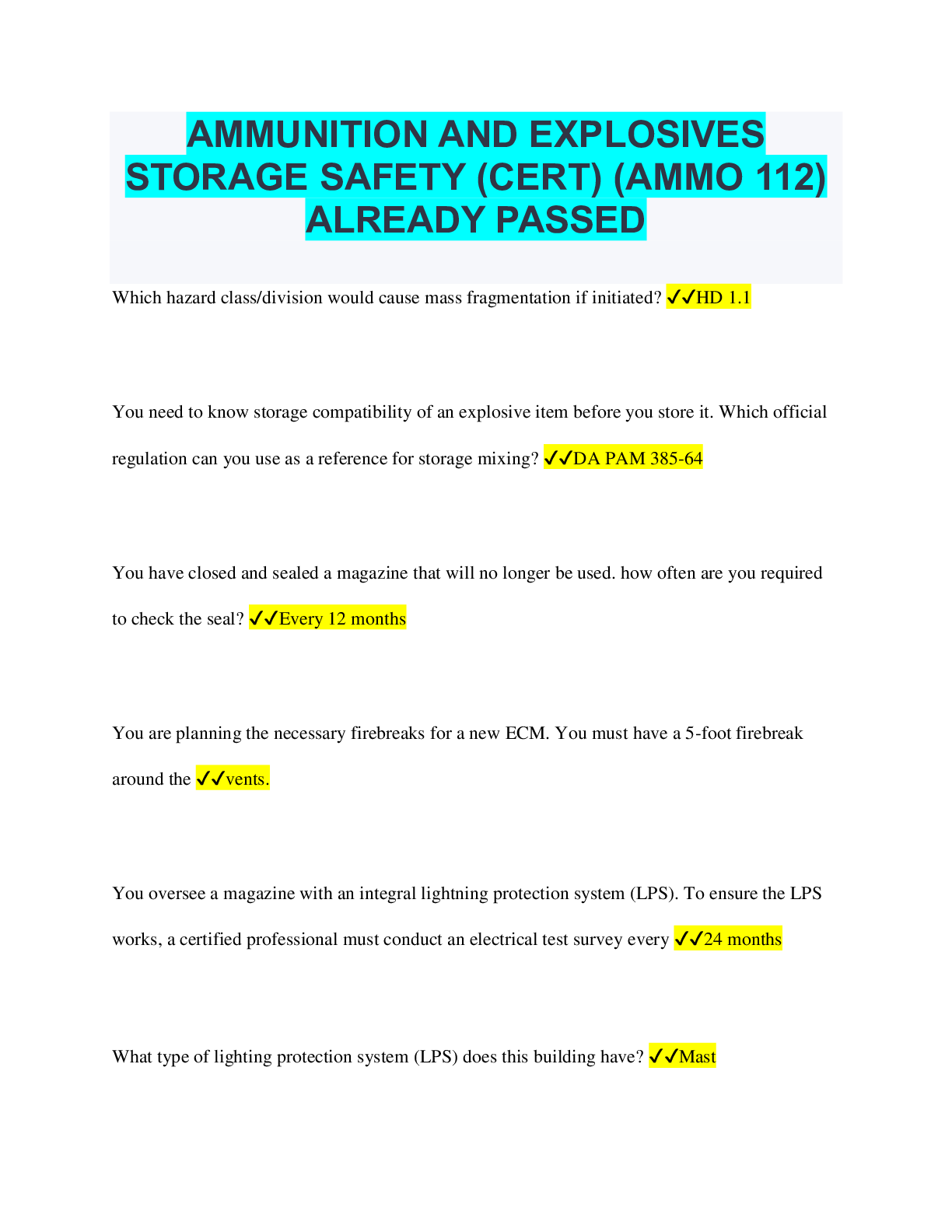 AMMUNITION AND EXPLOSIVES STORAGE SAFETY (CERT) (AMMO 112) ALREADY ...