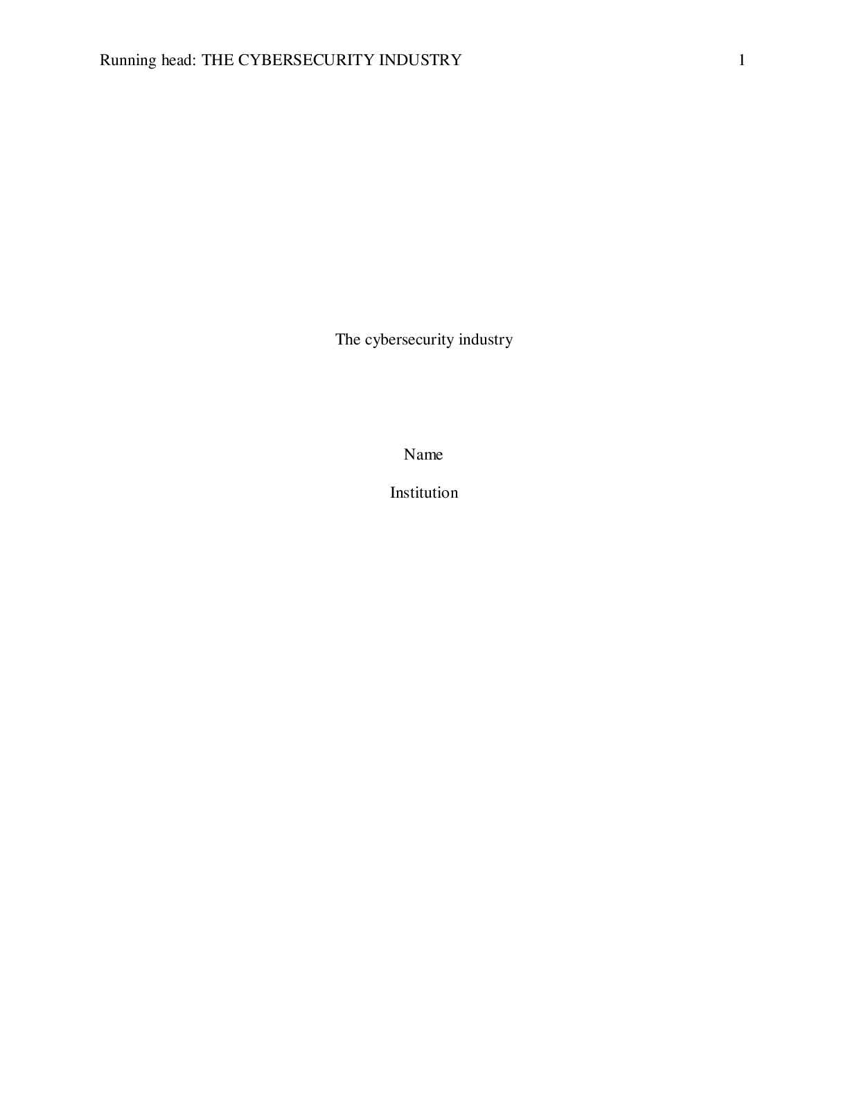 Preview image of NUR 502 APA The cybersecurity industry document