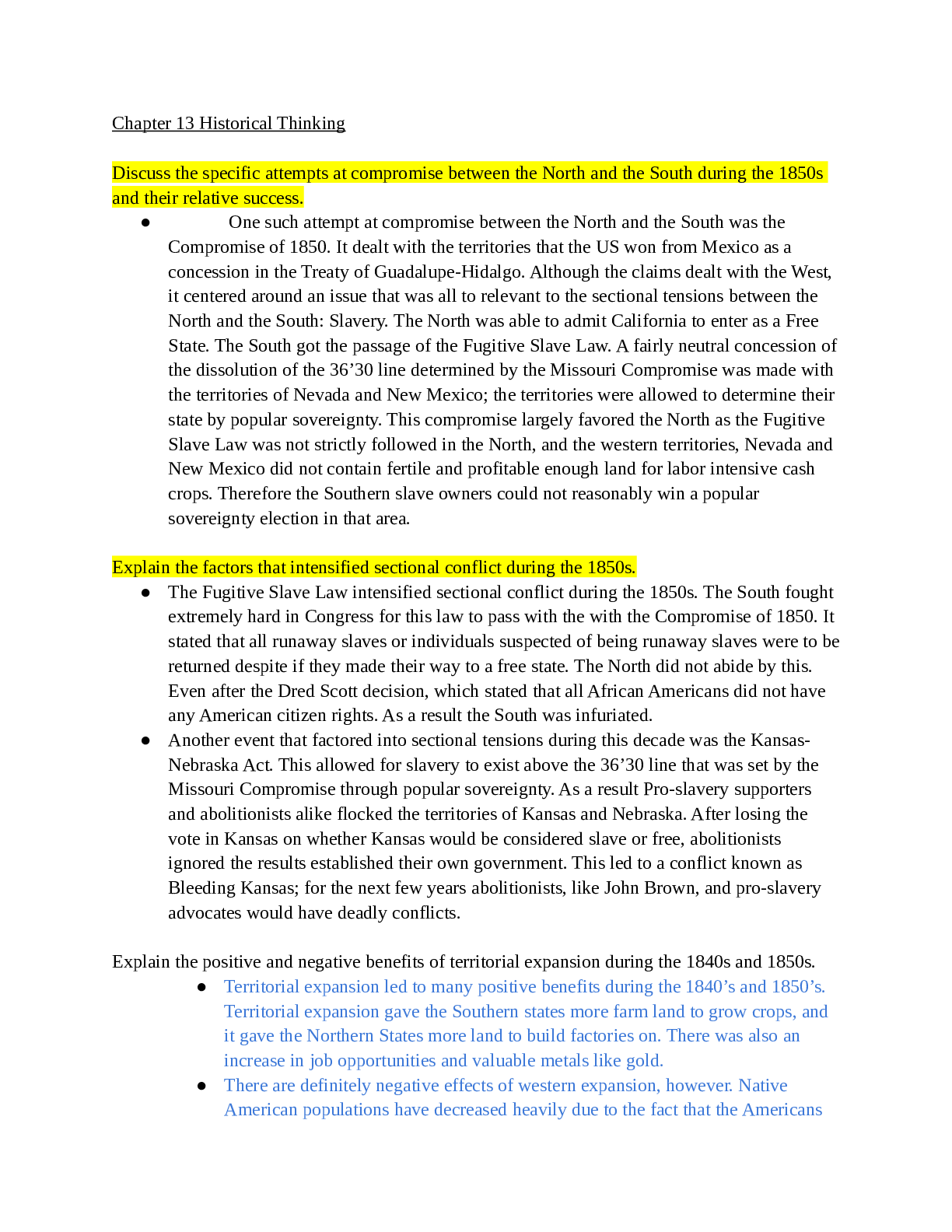 Preview of Elberta Open Campus High School - HISTORY 101APUSH Historical Thinking Questions (13-15)