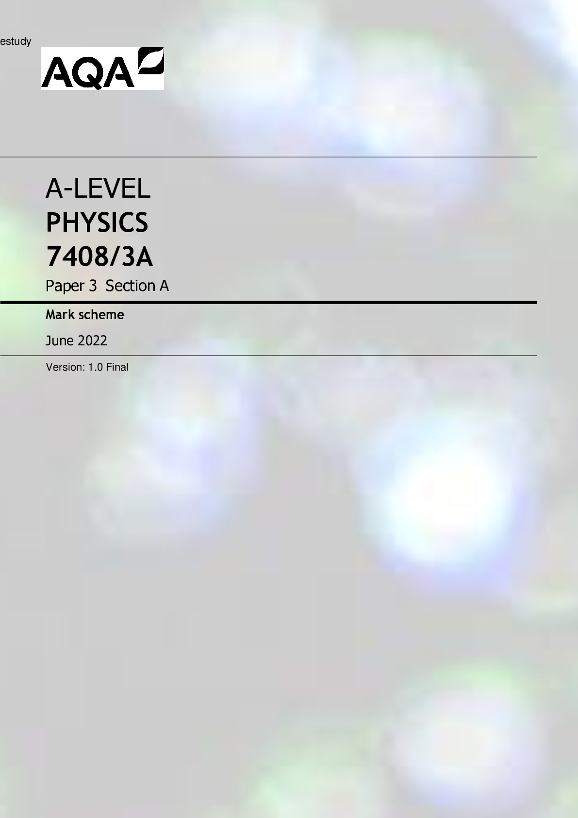 AQA A-LEVEL PHYSICS PAPER 3 QUESTIONS AND MARK SCHEME - Scholarfriends