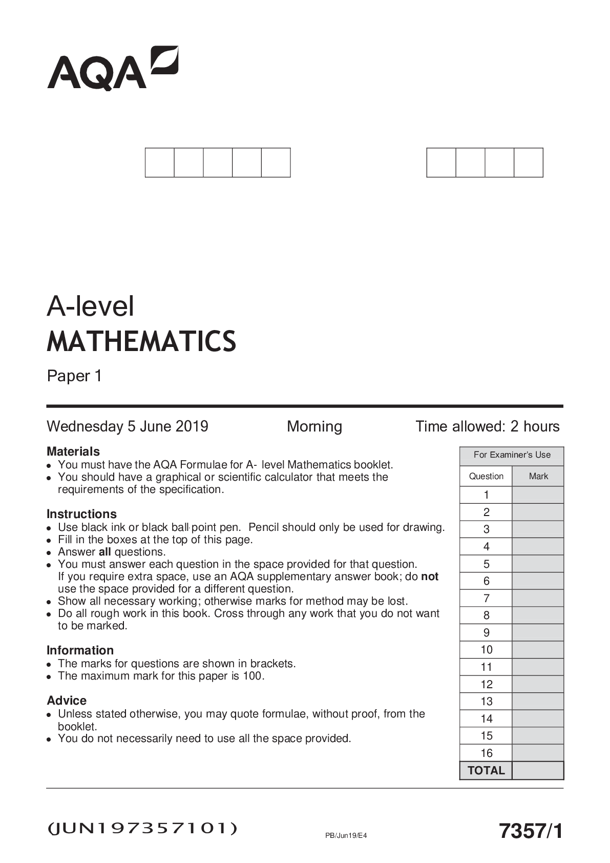 Preview image of A-level MATHEMATICS Paper 1 document