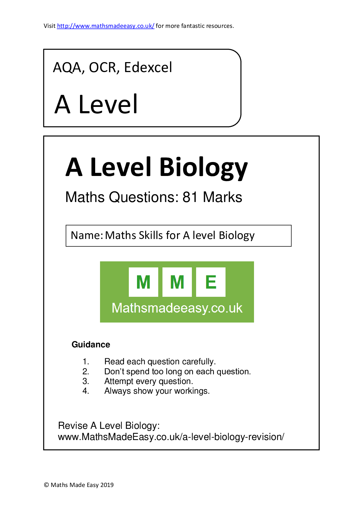 Preview image of OCR, Edexcel, AQA-Maths-Skills-For-A-level-Biology- document