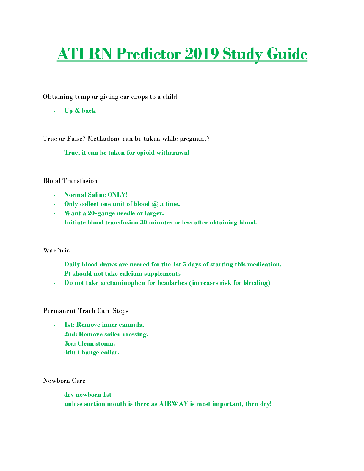 ATI RN Predictor 2019 Study Guide | ScholarFriends
