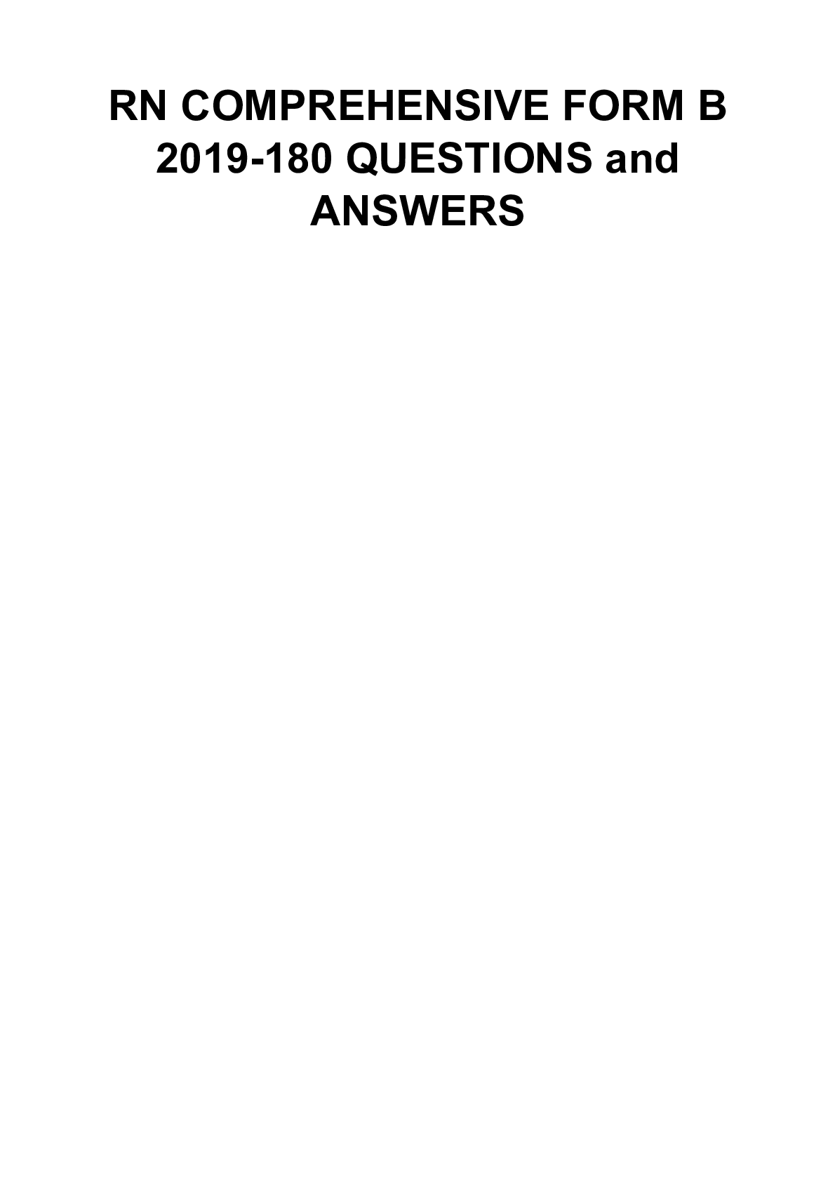 Preview image for RN COMPREHENSIVE FORM B 2019-180 QUESTIONS and ANSWERS