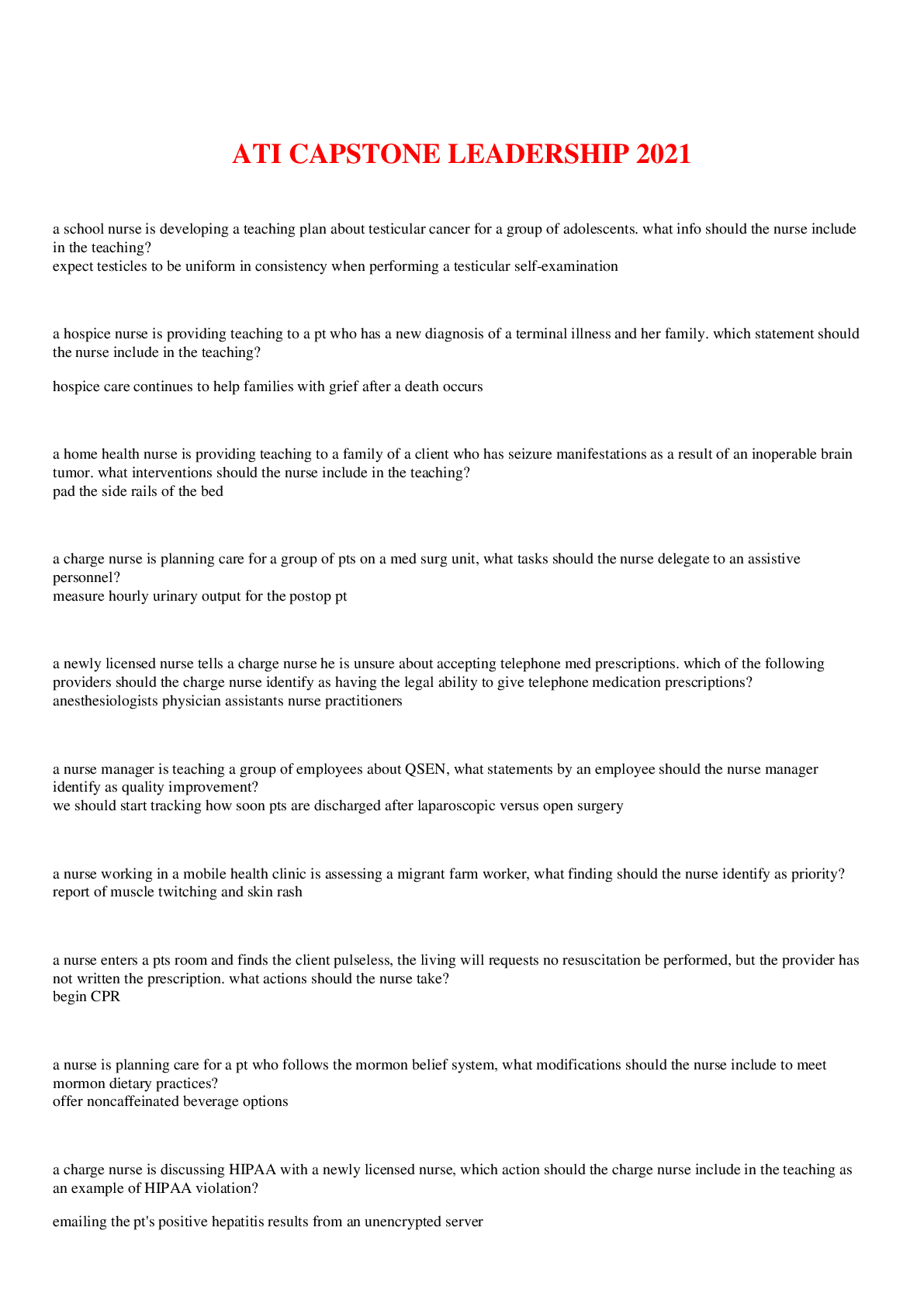 Preview image of ATI CAPSTONE LEADERSHIP 2021 document