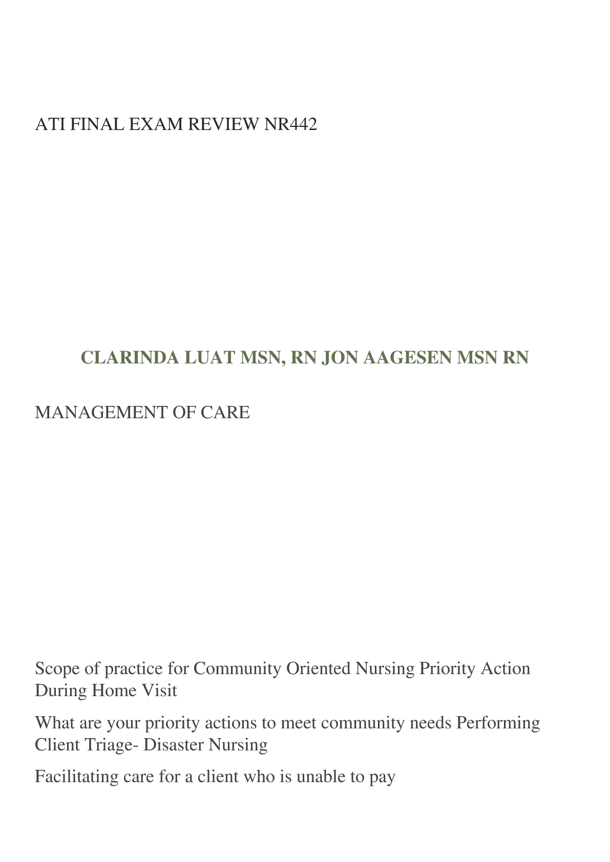 Preview image of ATI FINAL EXAM REVIEW NR442 document