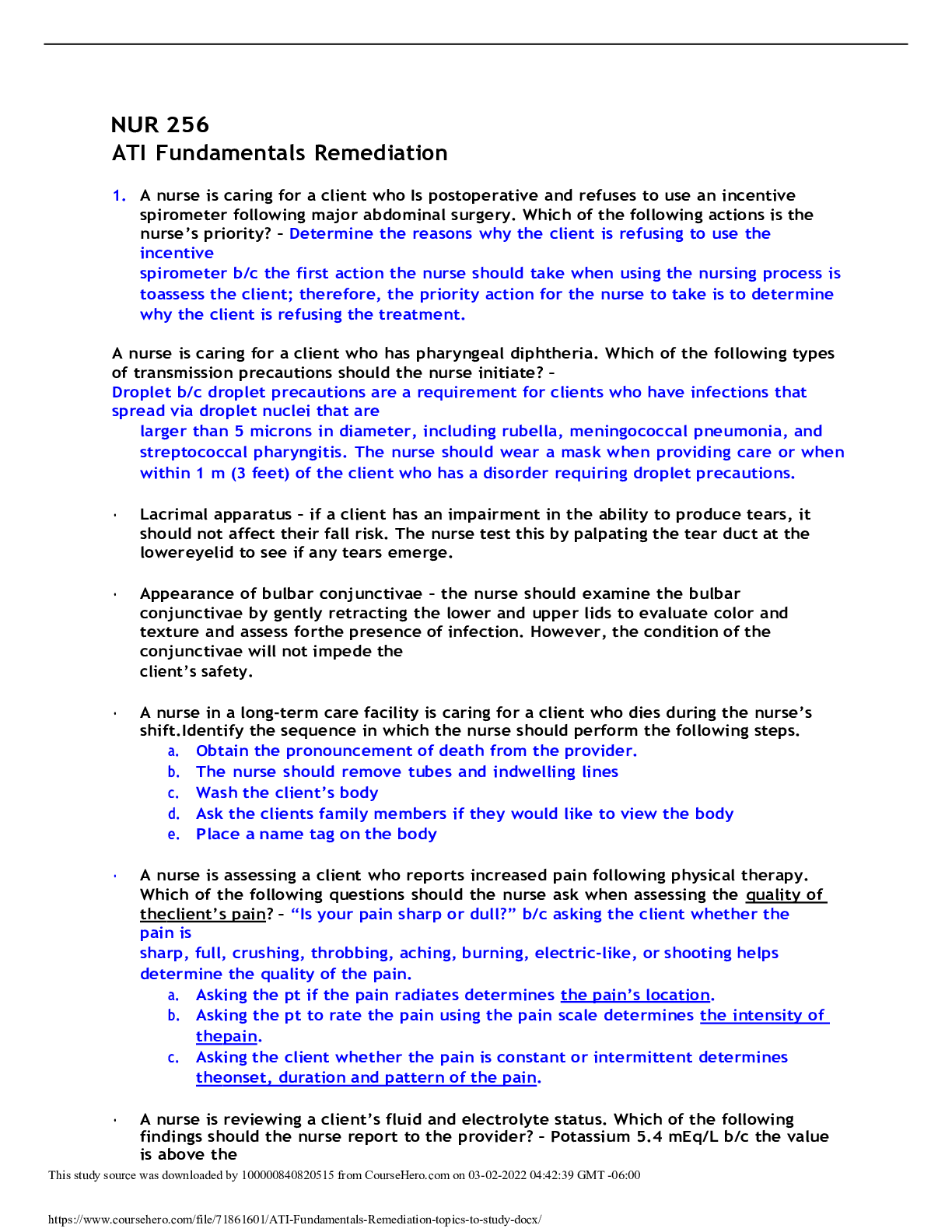 Preview image of ATI Fundamentals Remediation document
