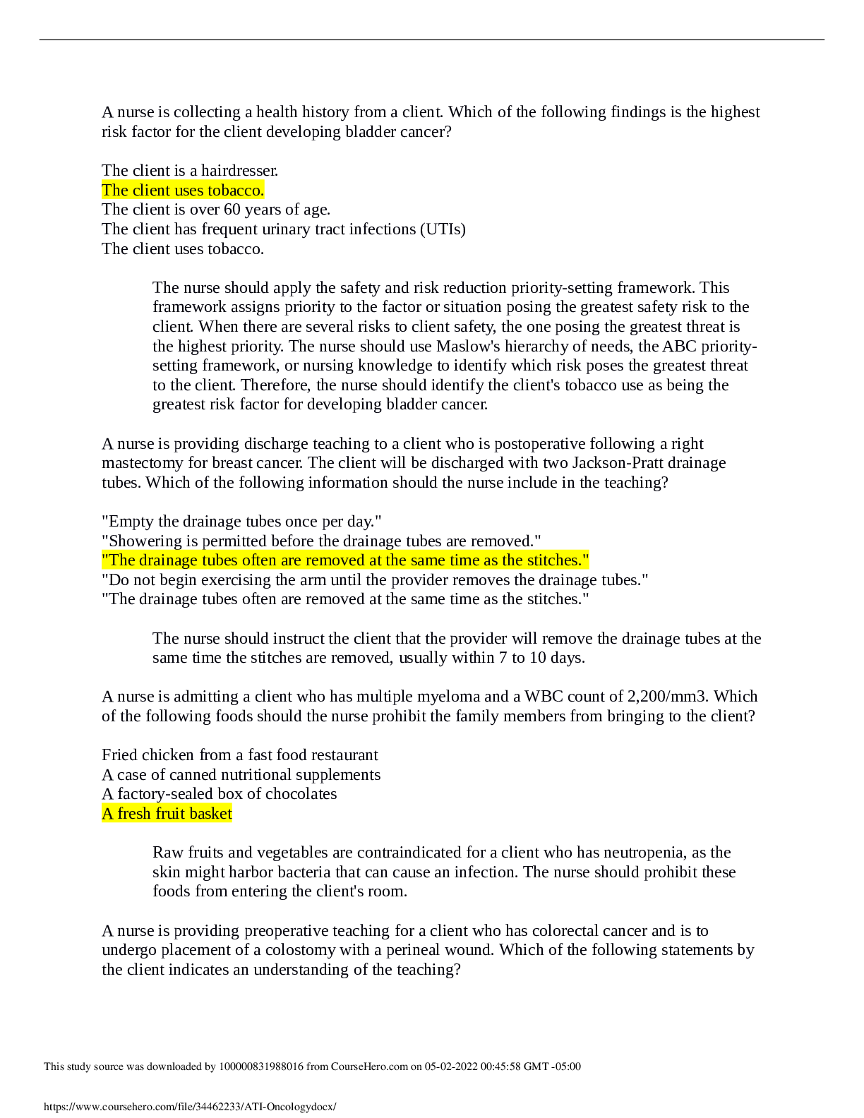 Preview image for Oncology-Study -Guide Latest Updated Scored A