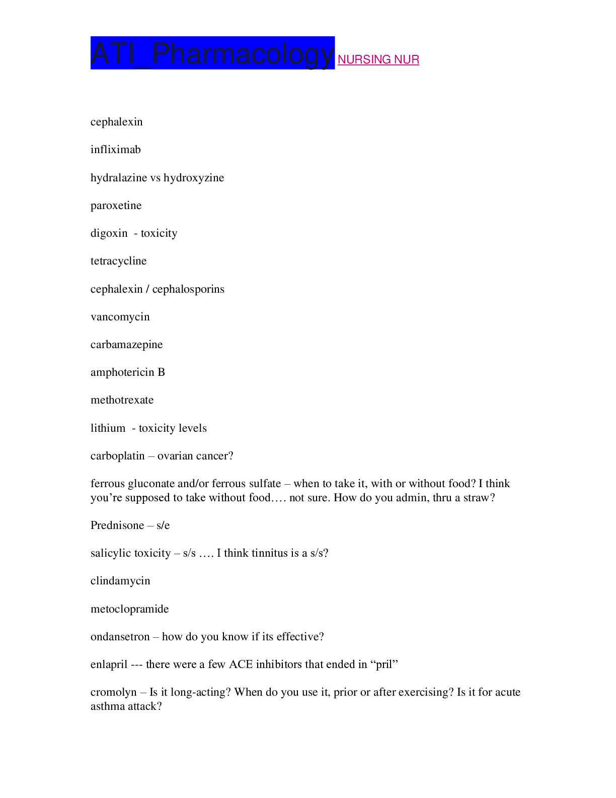 Preview image for ATI_Pharmacology NURSING