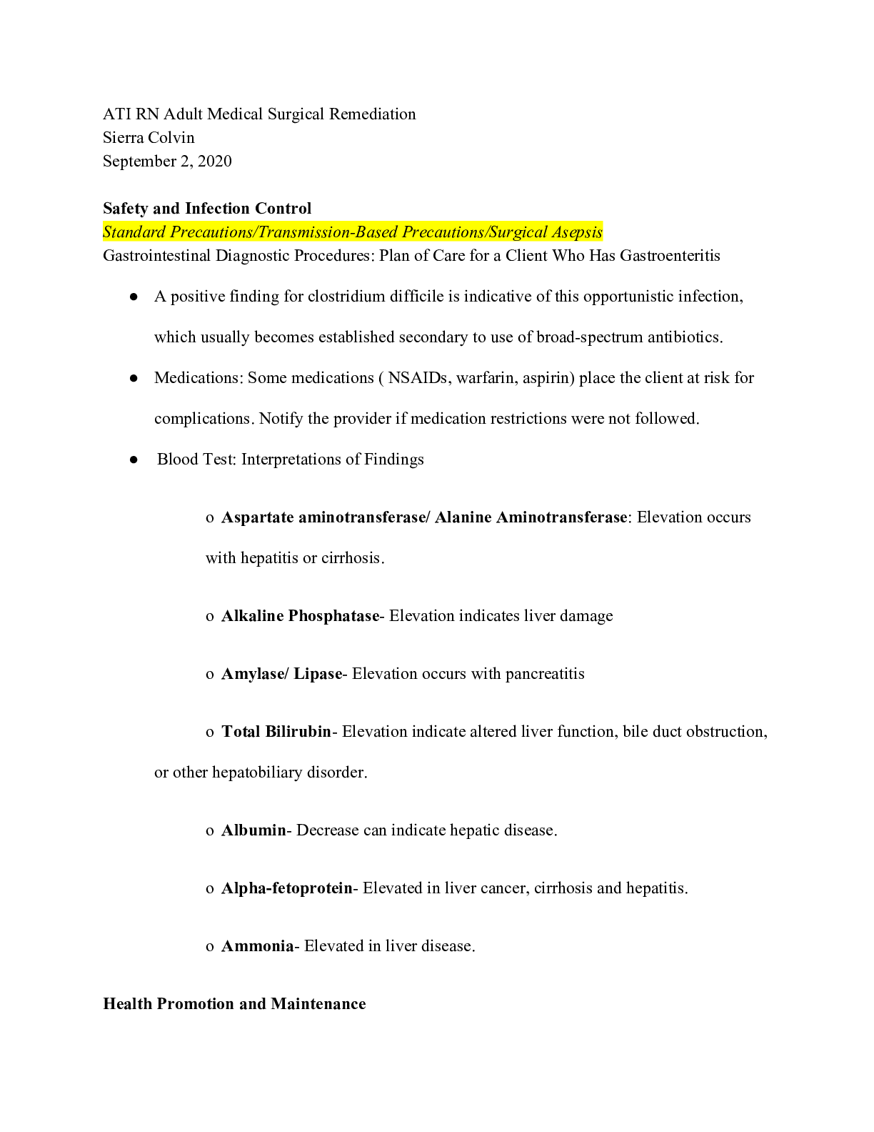 Preview image for ATI RN Adult Medical Surgical Remediation-Study Guide