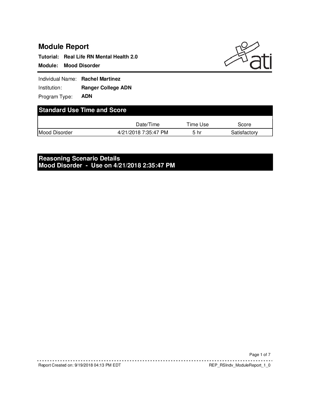 Preview of RN Real Life Simulation Mental Health - Mood Disorder