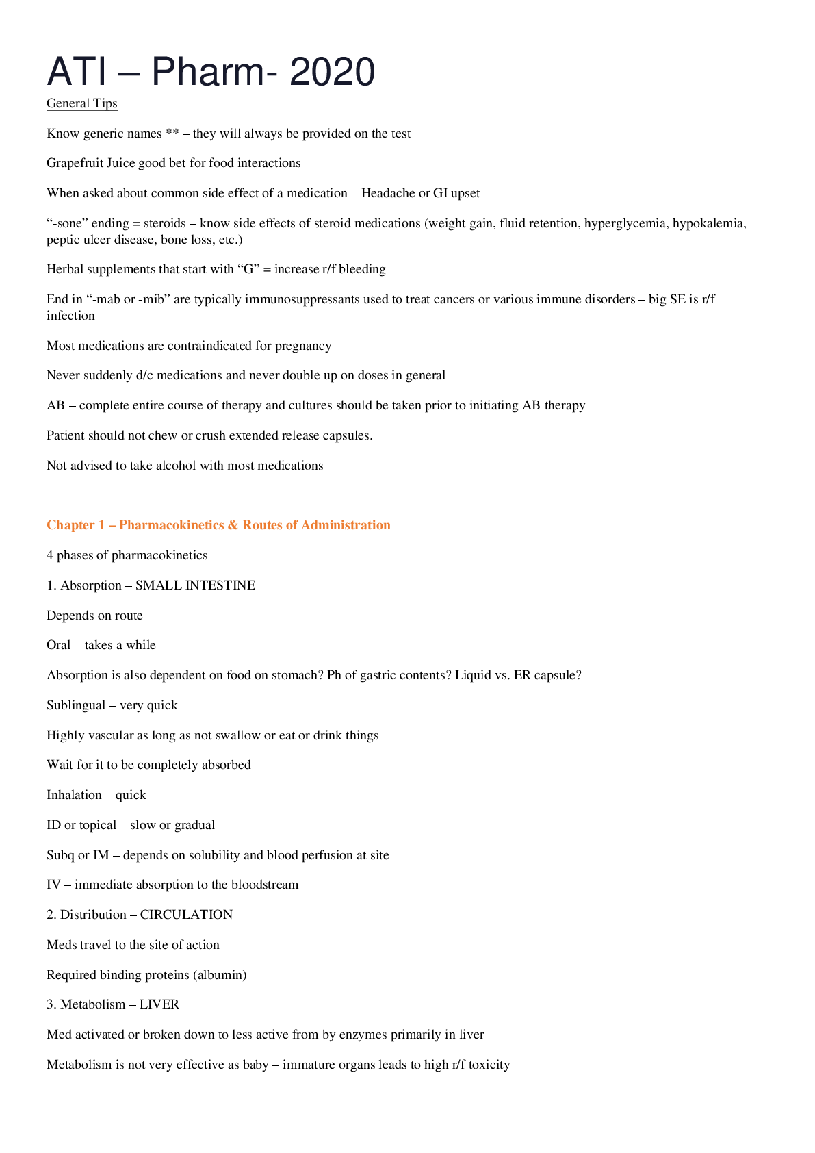 Preview image of ATI – Pharmarcology - 2020 document