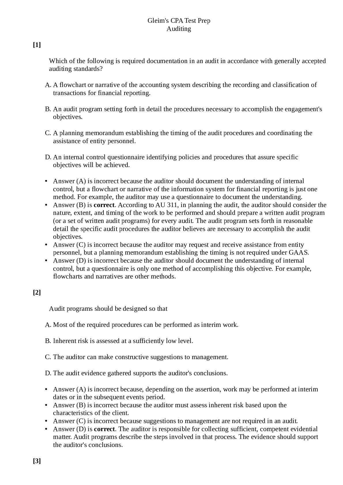 Preview image for Gleim's CPA Test Bank Auditing / CPA Mega Test Bank AUD Auditing & Attestation Section Complete A+ Guide 2022