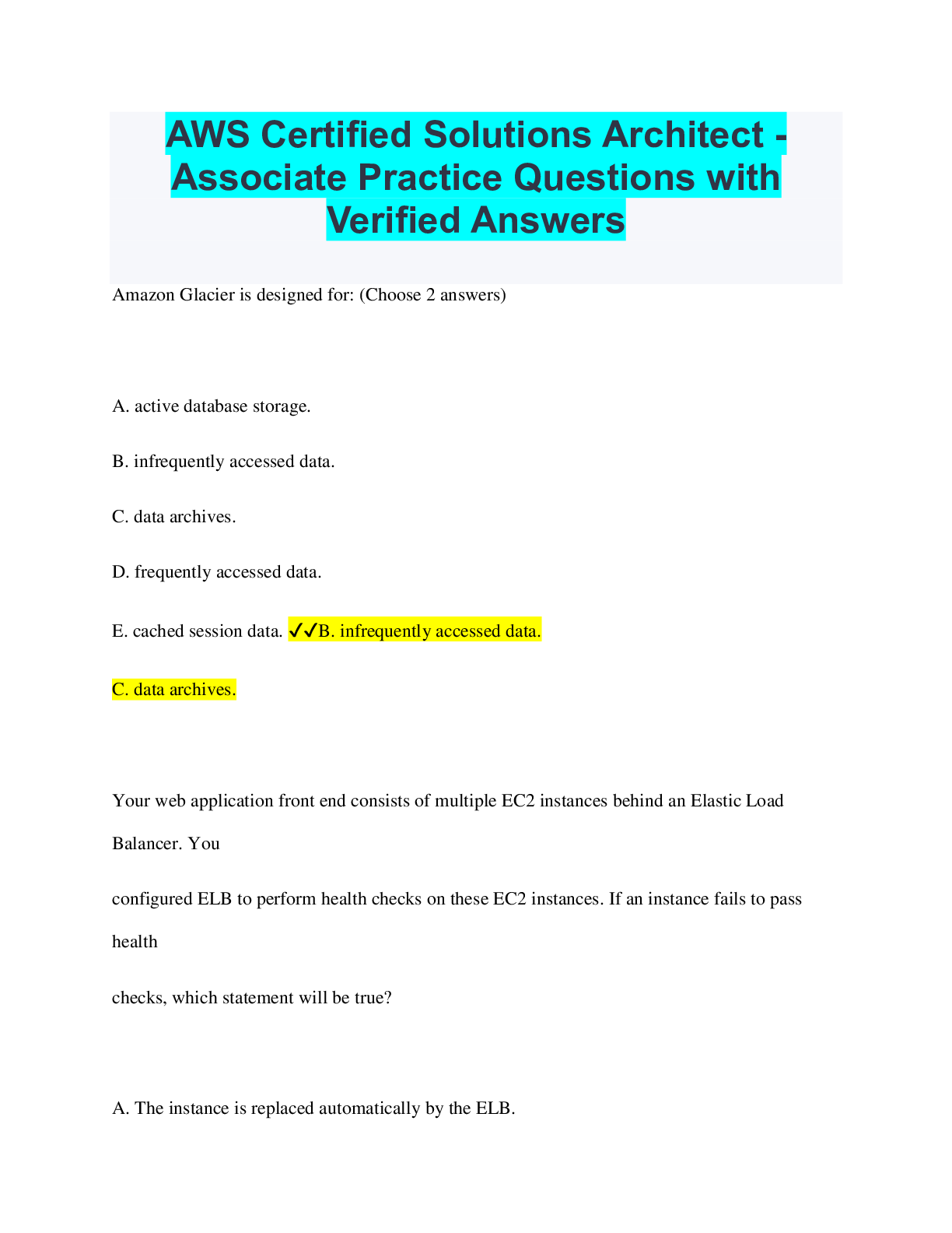 AWS Certified Solutions Architect - Associate Practice Questions with ...