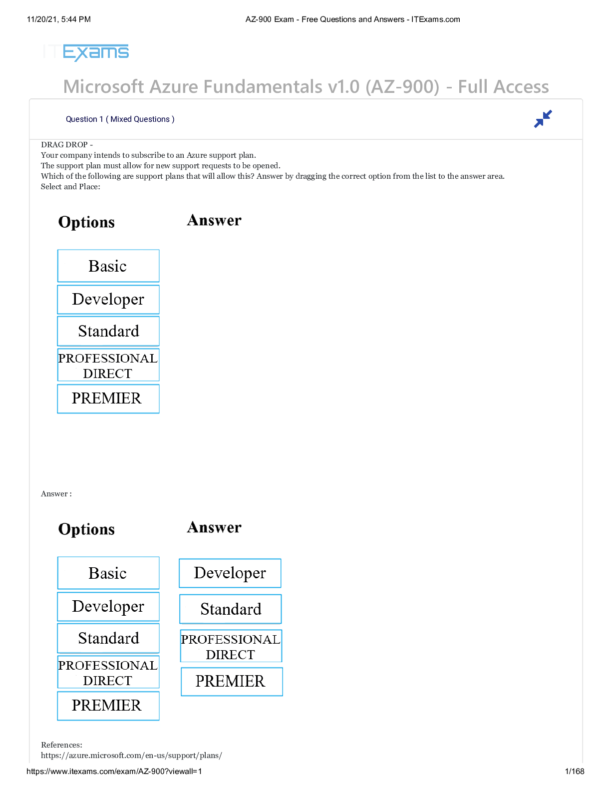 Preview image for AZ-900 Exam - Free Questions and Answers - ITExams