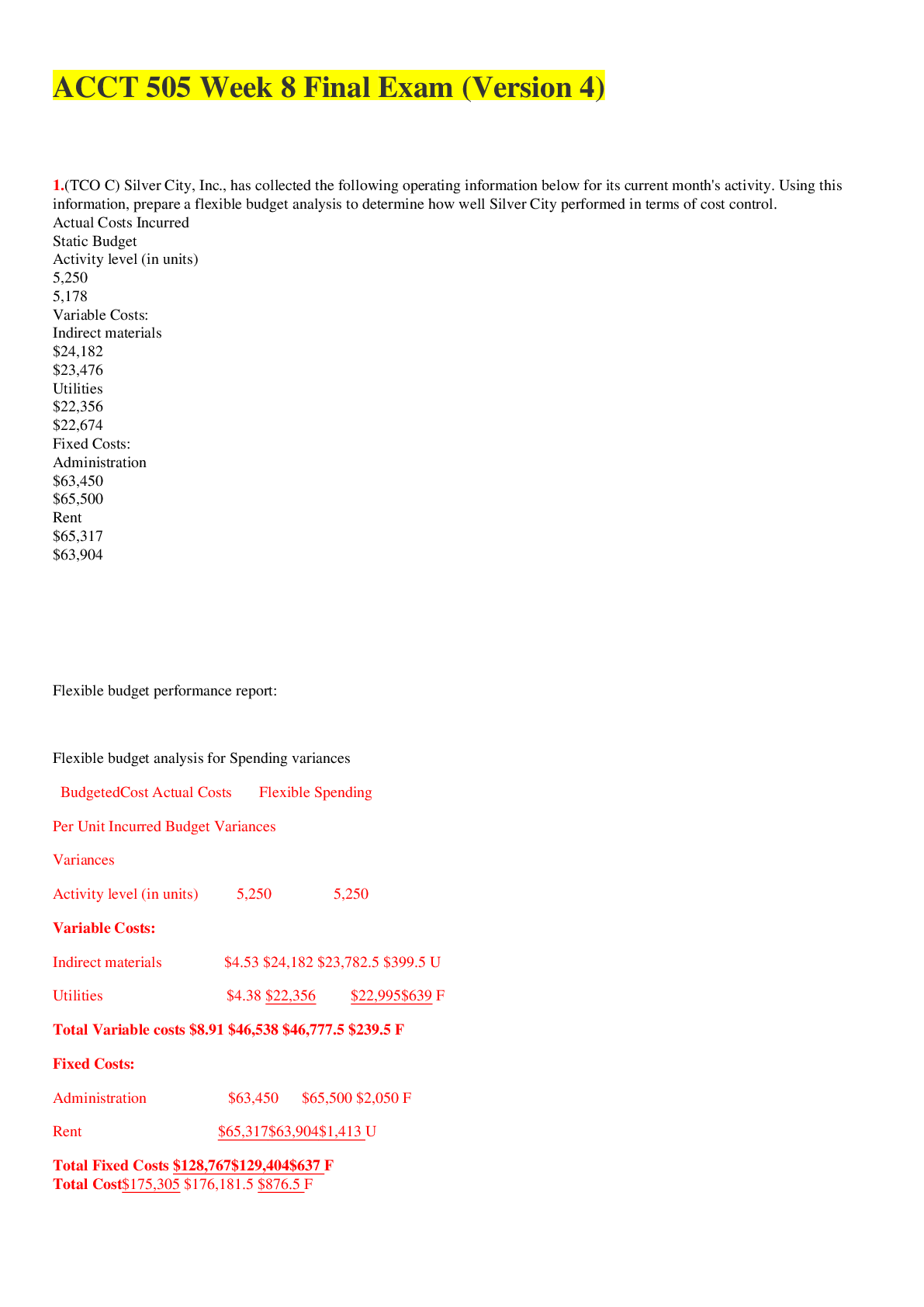Preview image of ACCT 505 Week 8 Final Exam (Version 4),100% CORRECT document