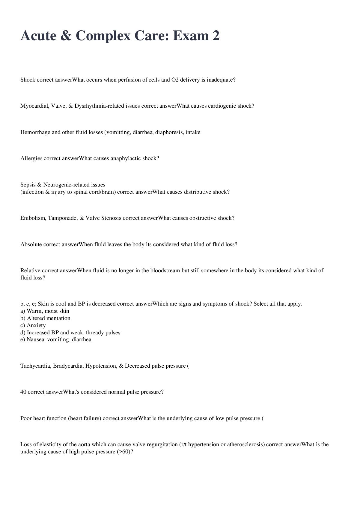 Preview image of Acute & Complex Care: Exam 2 2022/2023 document