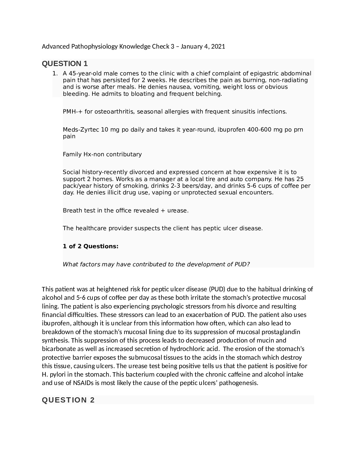 Preview image of Advanced Pathophysiology Knowledge Check 3 – January 4, 2021 document