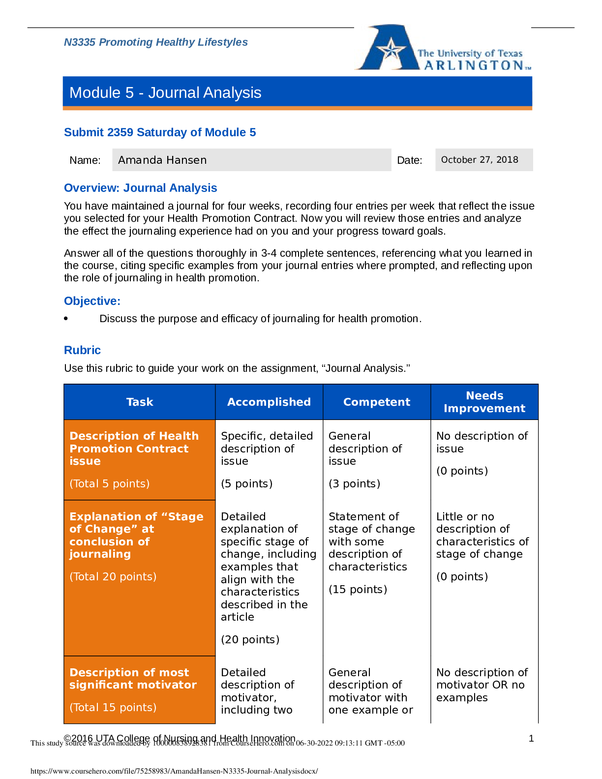 Preview image of N3335_Journal Analysis document