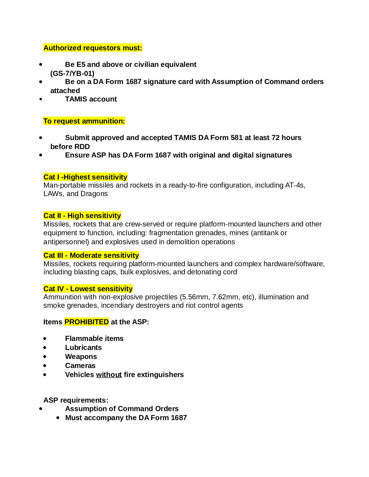Preview image for SAFETY BOS 3640 Ammunition Handlers notes.