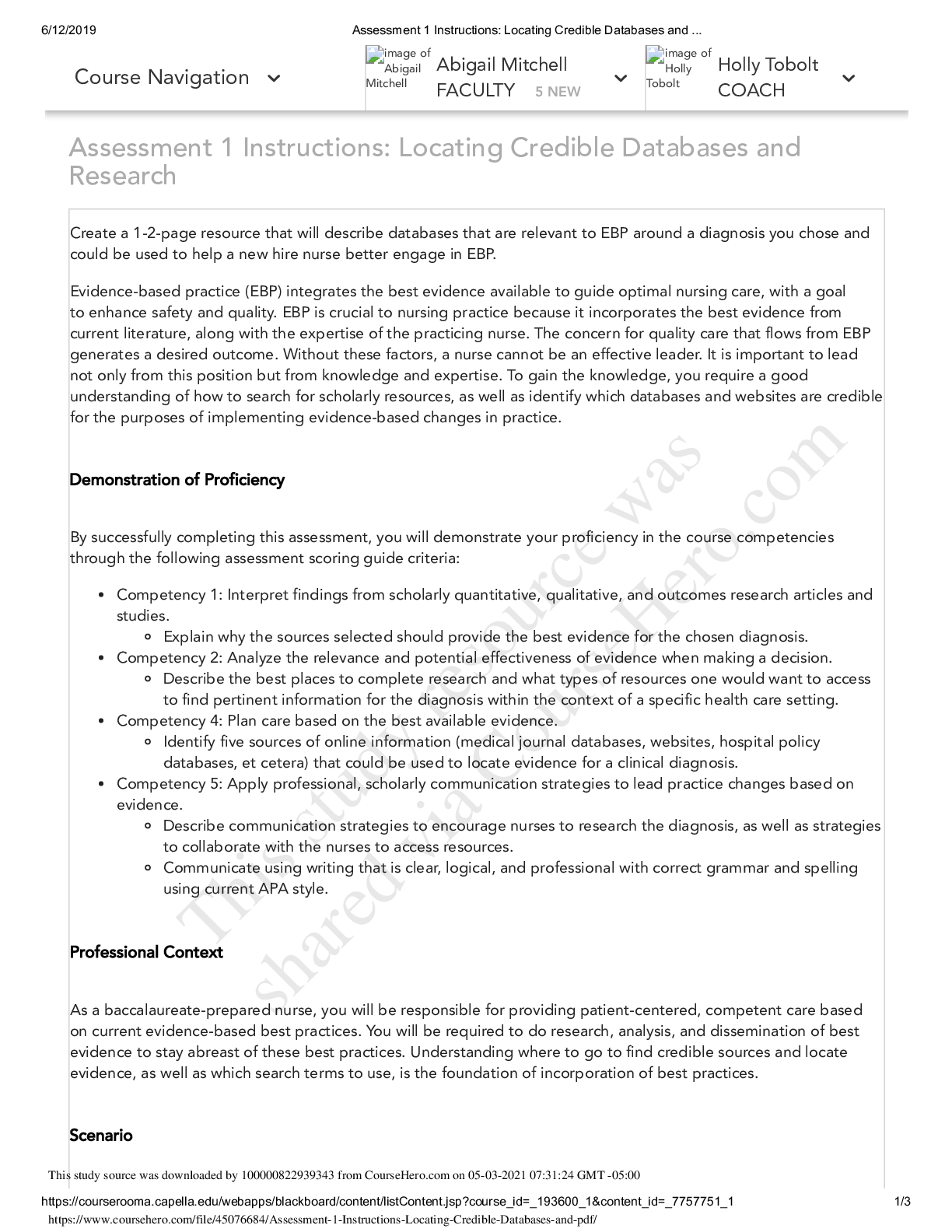 Preview image for Assessment 1 Instructions: Locating Credible Databases and Research
