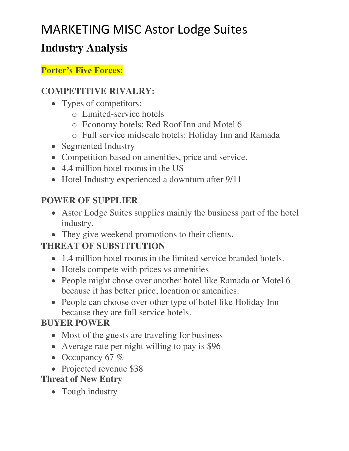Preview image of MARKETING MISC    Astor Lodge Suites document