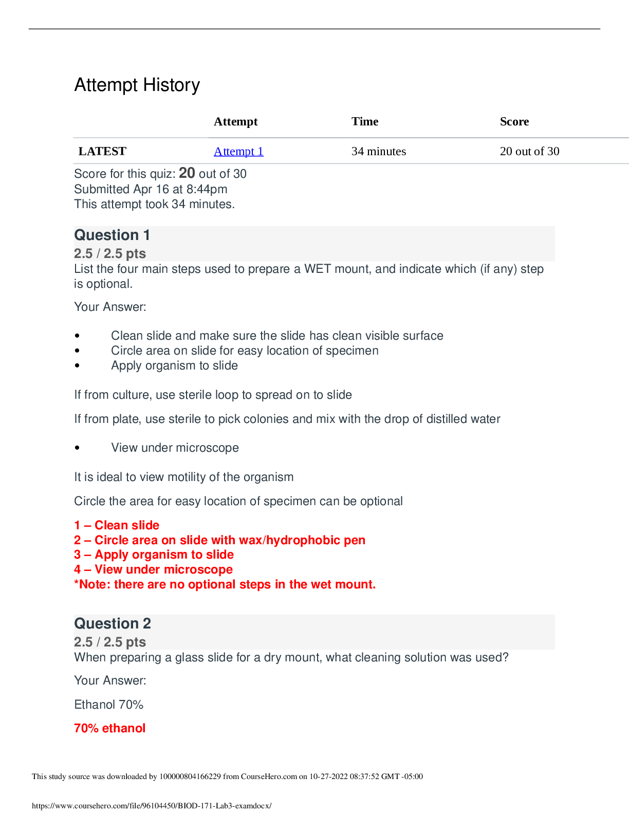 Preview image for BIOD 171 Lab3 exam 2022 GUARANTEED A+