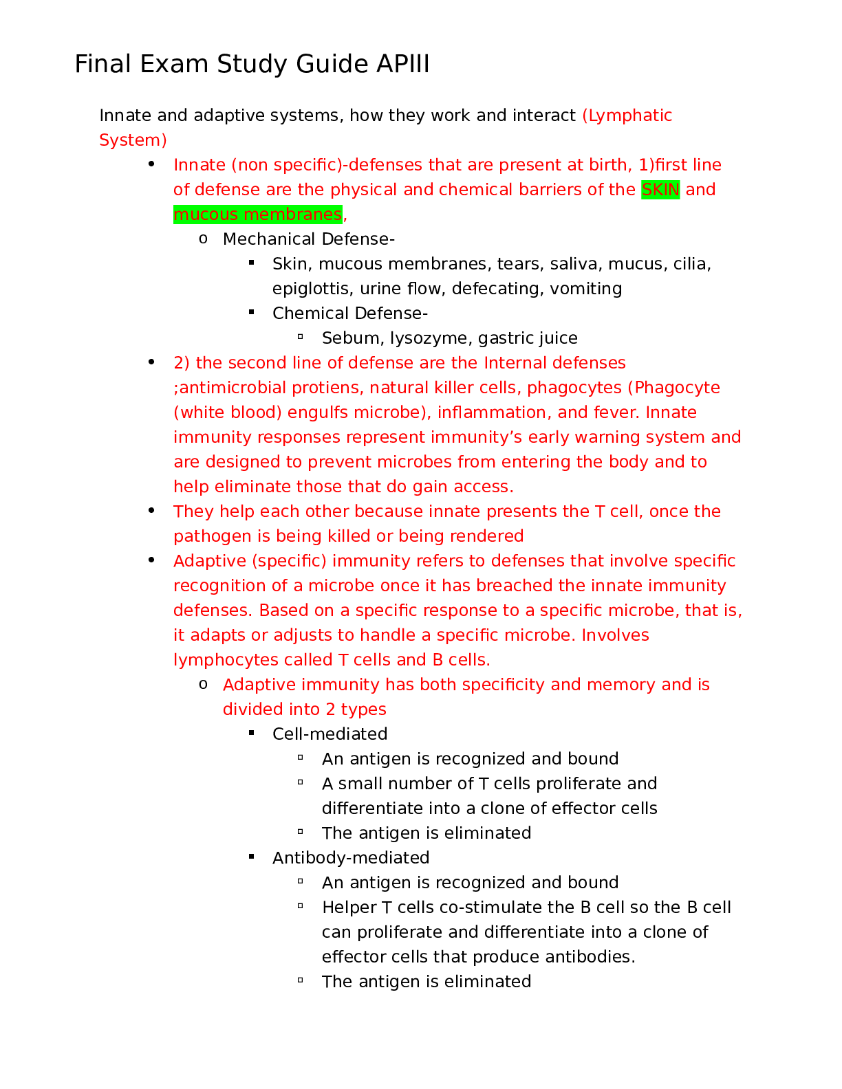 Summary BIOS 255 Final Exam Study Guide 2 / BIOS255 Final Exam Review ...