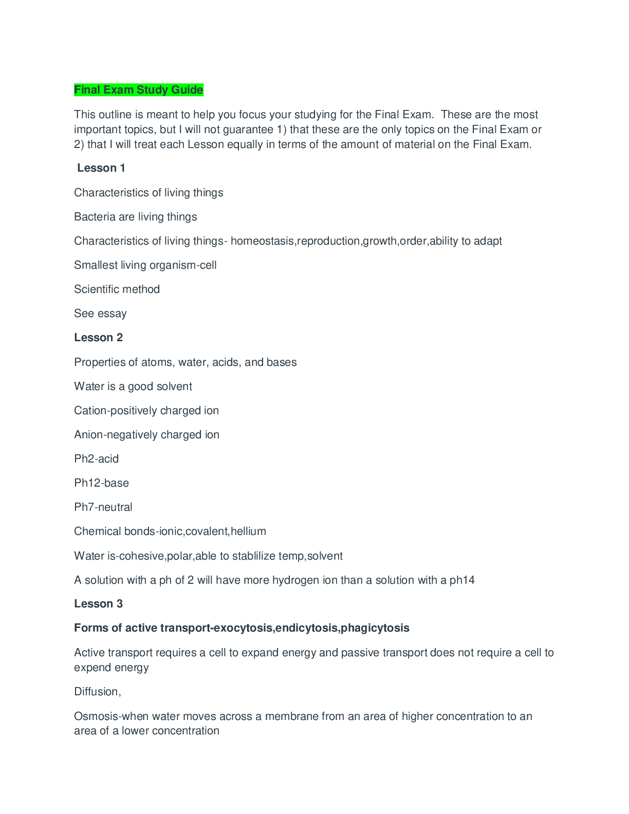 Preview image of BIO 100 BIO_Final_Exam_Study_Guide test prep document