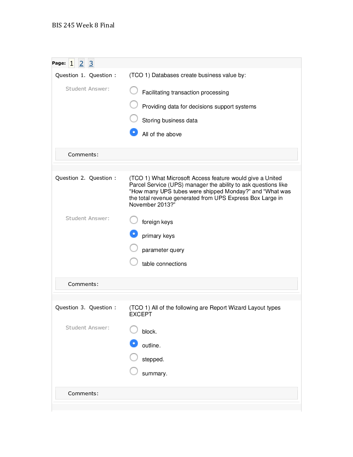 Preview image of A+ GRANDED LATEST BIS 245 Week 8 Final document