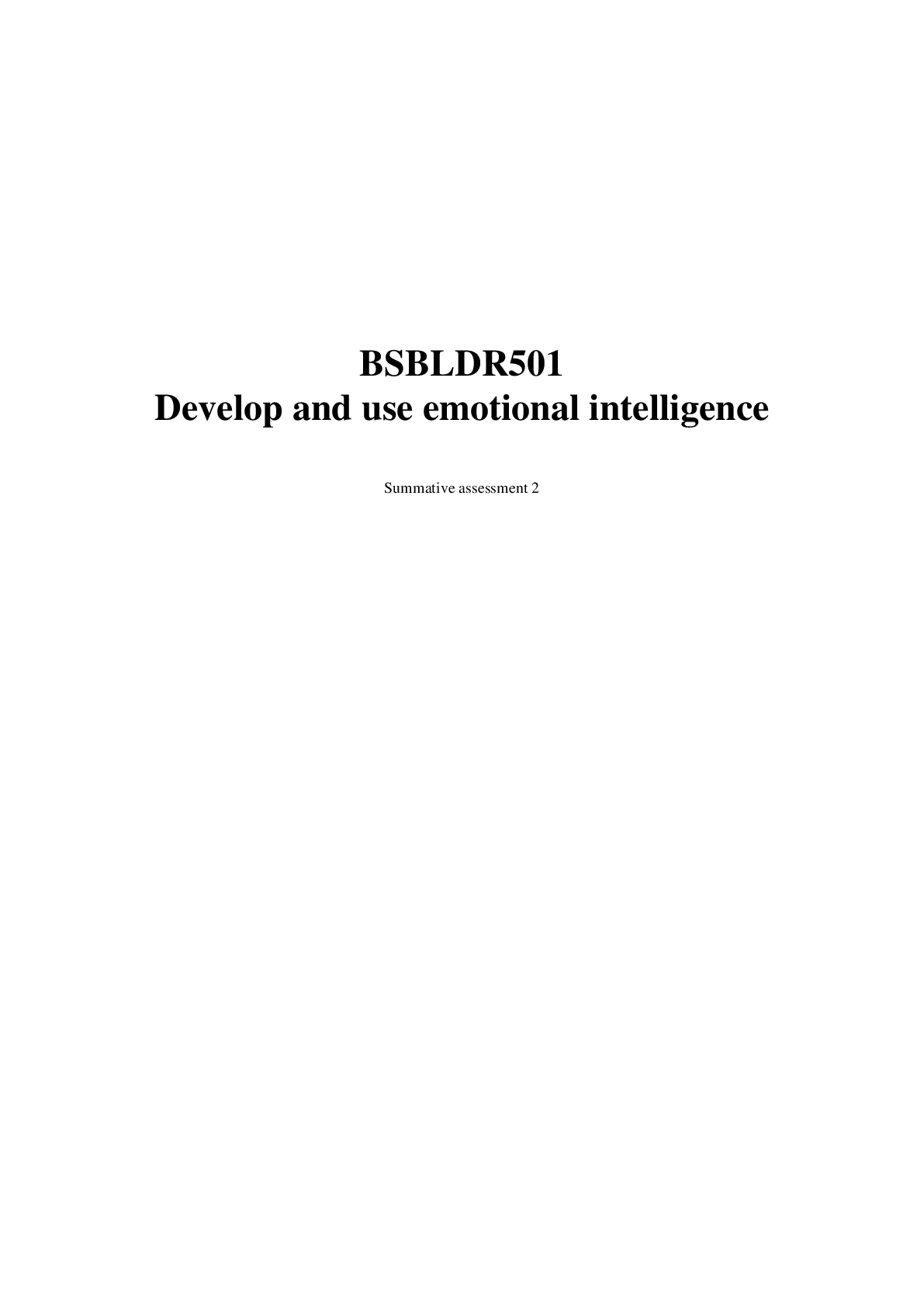 Preview image of [Solved] BSBLDR501 Develop and use emotional intelligence Summative assessment 2 document